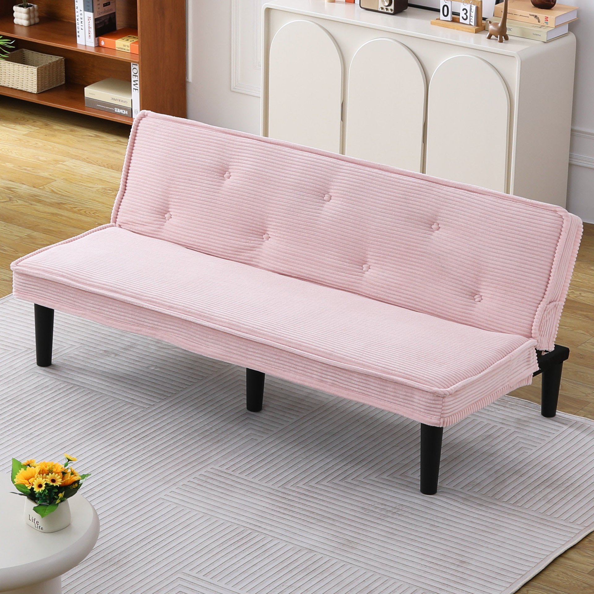 Modern Sofa Bed - Black / Beige / Pink - Image 7