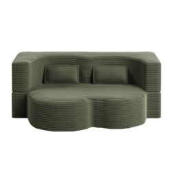 Floor Sofa With 2 Pillow, Full Size Folding Mattress For Living Room - Green