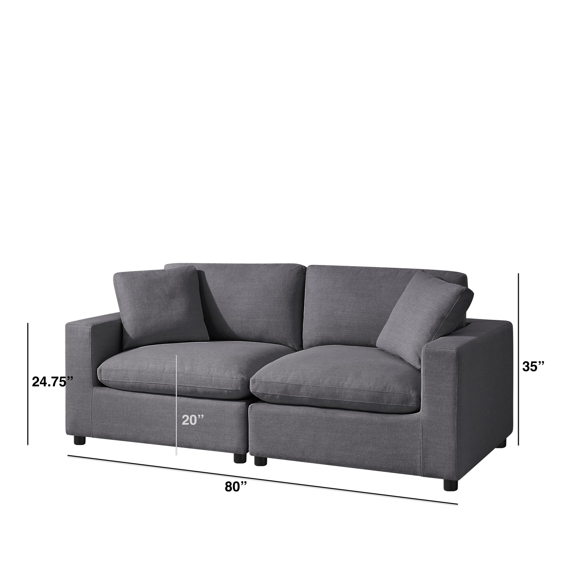 Cassandra - Modular 2 Piece Sofa - Charcoal Gray - Image 3