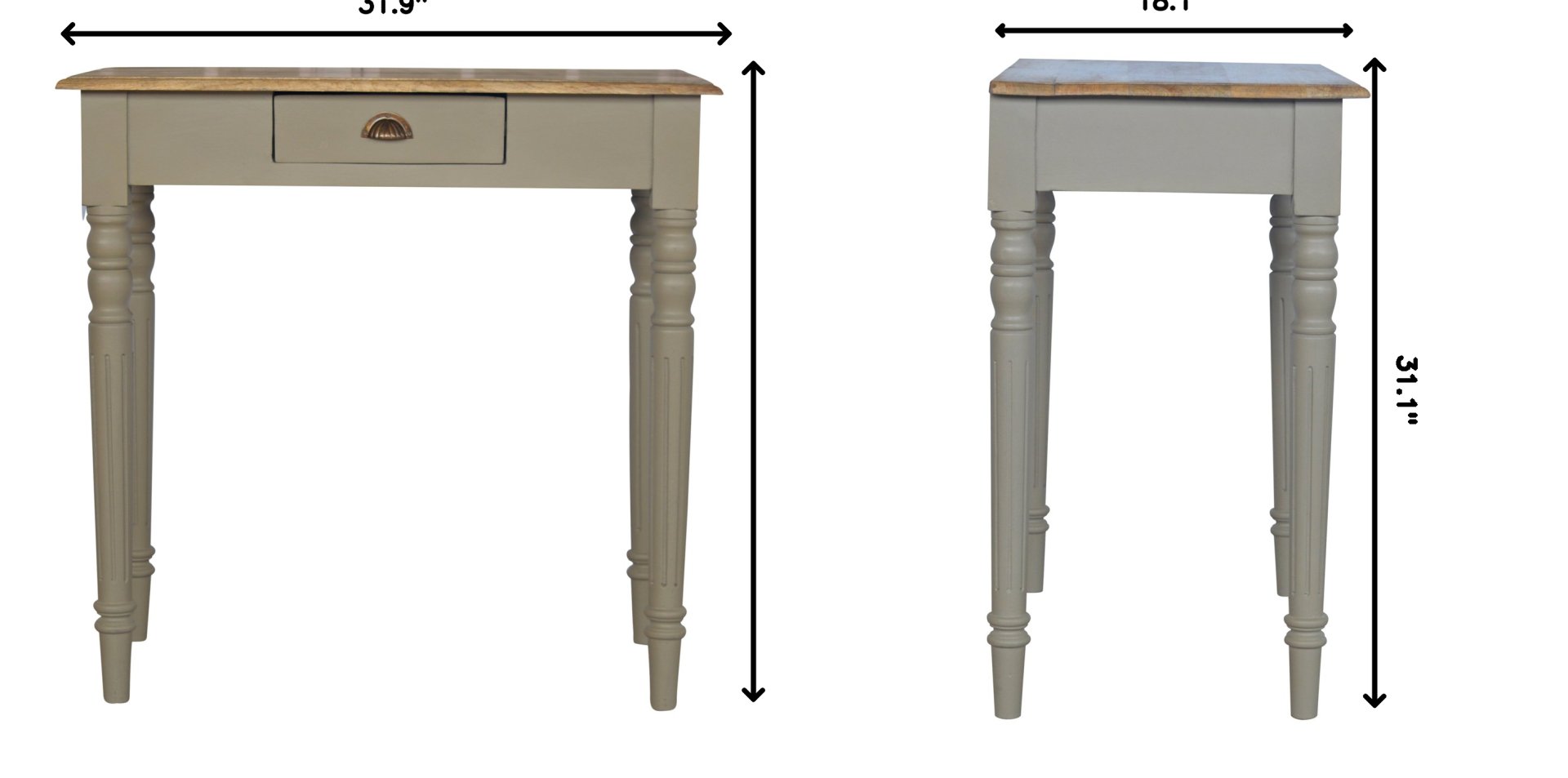 Hand Painted Writing Desk - Gray - Image 11