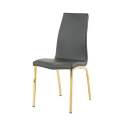 Modern Upholstered Dining Chair (Set of 4) With Gold Plated Metal Legs - Black