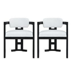 Stylish Indoor Upholstered Wood Dining Chair (Set of 2) With Rubberwood Frame - White / Black
