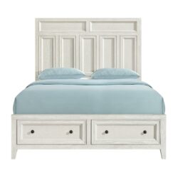 Queen Storage Bed With Panel Headboard And Spacious Footboard Drawers - White