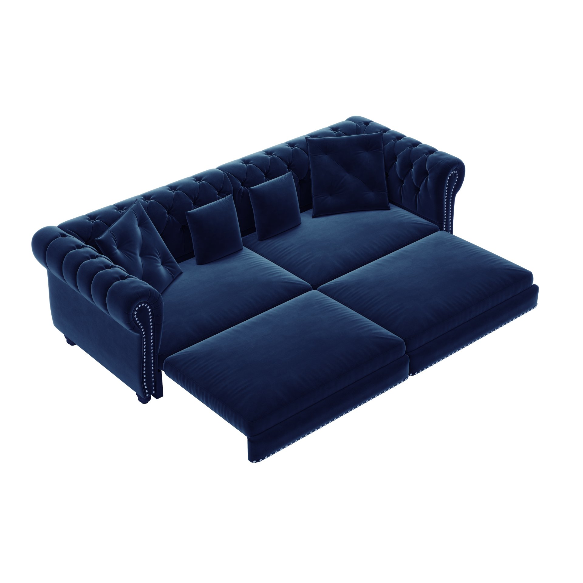 3 In 1 Pull Out Sofa Bed, Convertible Sleeper Sofa Bed, 3 Seater Sofa With Movable Ottoman - Blue - Image 21