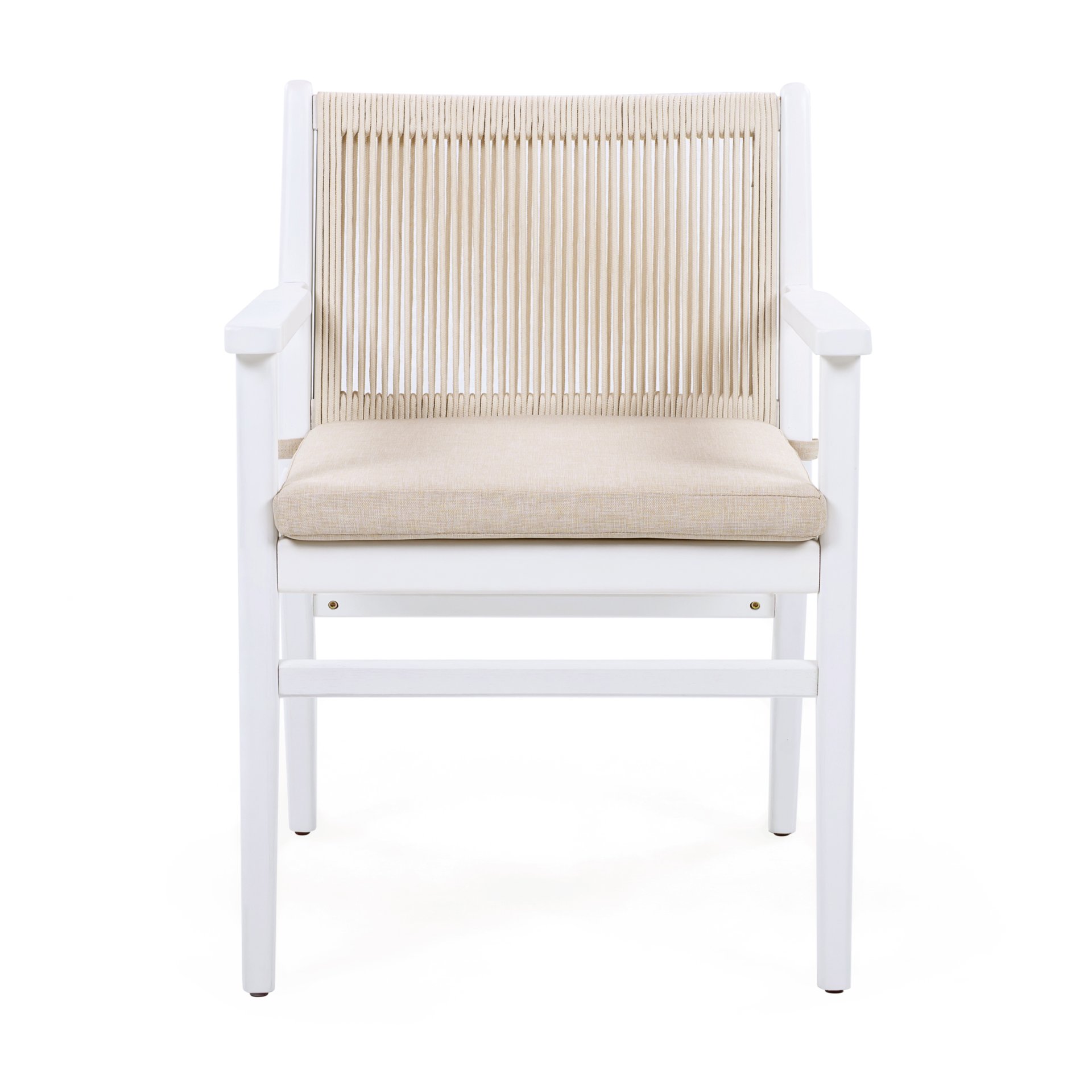 Outdoor Dining Armchair (Set of 2) - Beige / White - Image 4