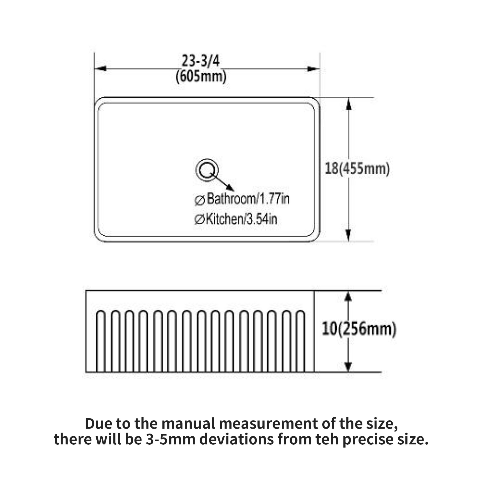 Elegant Farmhouse Style Small Apron Front Ceramic Kitchen Sink 24" Single Bowl Reversible Design - White - Image 3