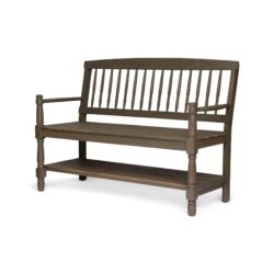 Imperial Slatted Bench With Built In Shelf - Gray