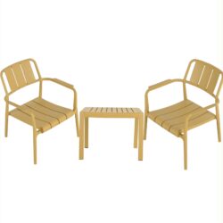 3 Piece Indoor / Outdoor Leisure Table And Chair Set (2 Chairs And 1 Coffee Table), UV Resistant, Waterproof And Durable - Brick Yellow