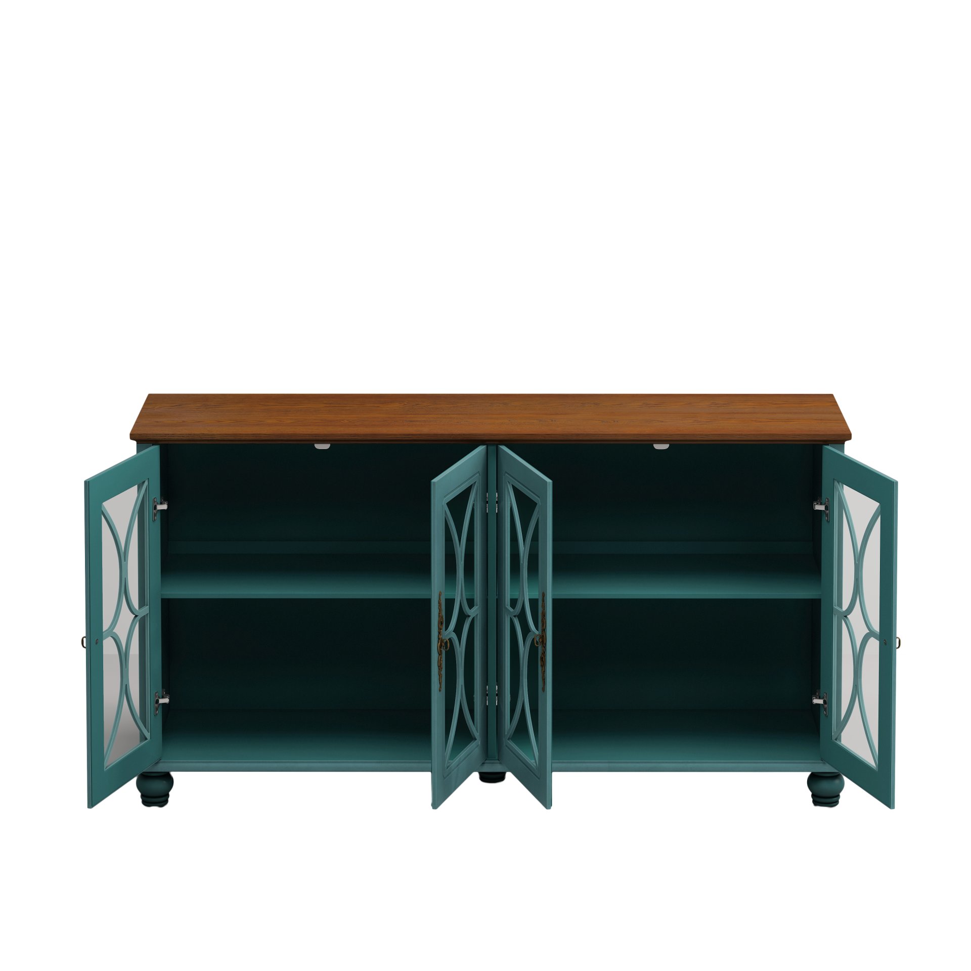 Elegant 4 Door Cabinet With Tempered Glass Doors - Dark Green - Image 9