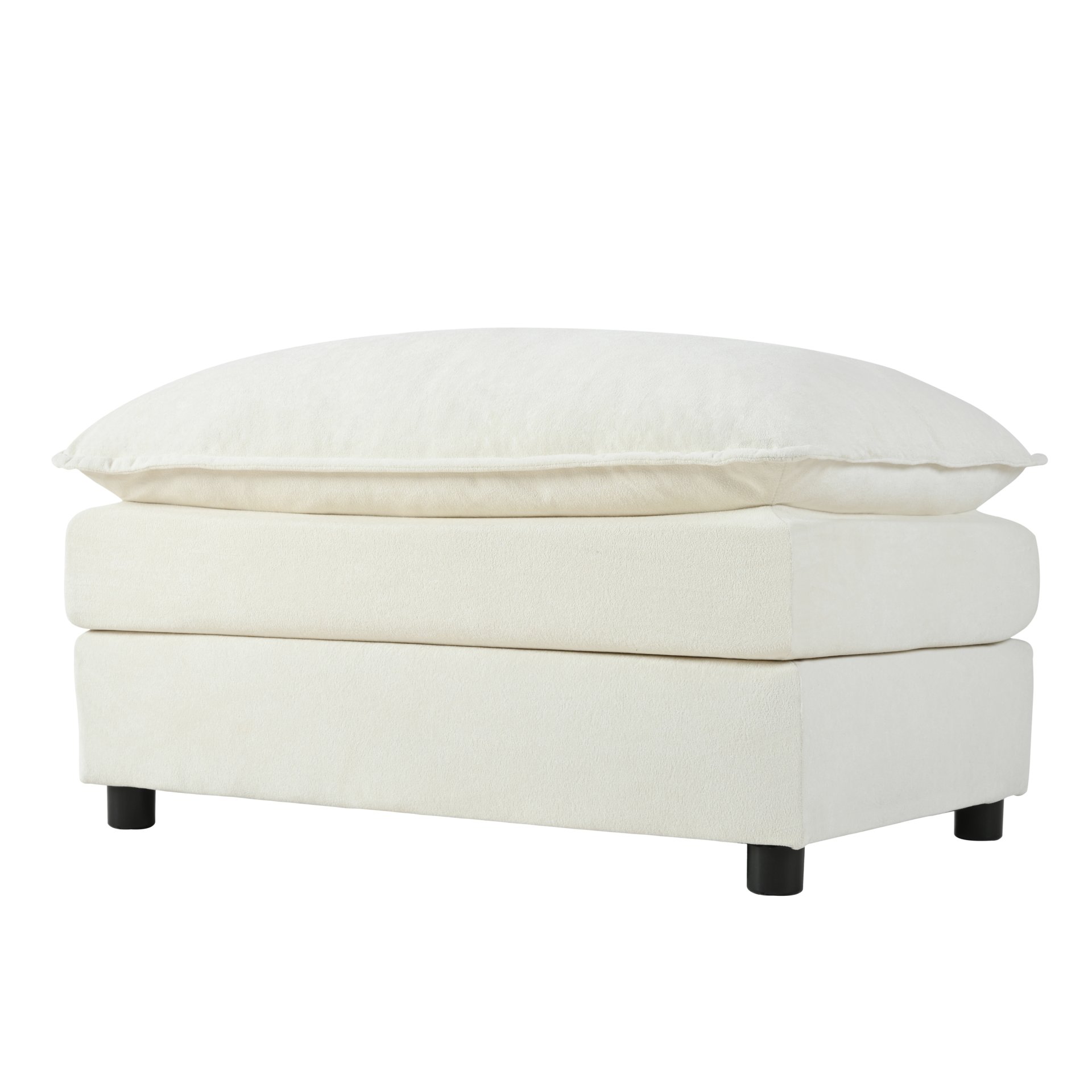 Deep Seat Sectional Cloud Sofa With 2 Ottomans & Soft Pillows, Modular Loveseat For Living Room - Beige Chenille 75.59X57.48X33.46 Inches - Image 8