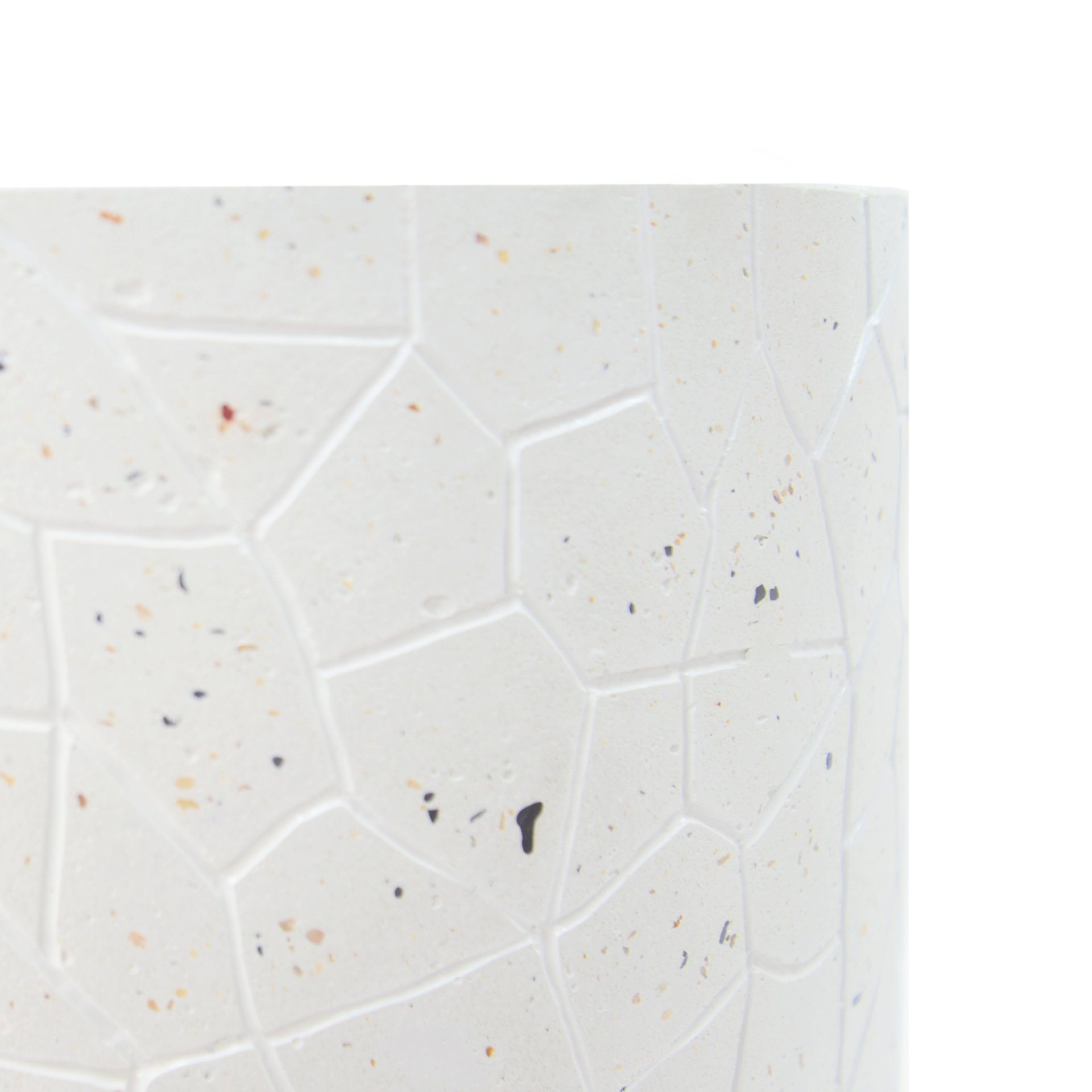 Outdoor Terrazzo Concrete Drum End Table, Living Room Accent Table - White Terrazzo - Image 8