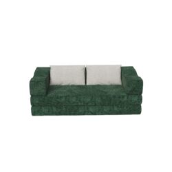 Convertible Couch Bed With 2 Pillows, 3 Seat Folding Floor Couch & King Size Bed Mattress, Diy Combination - Green