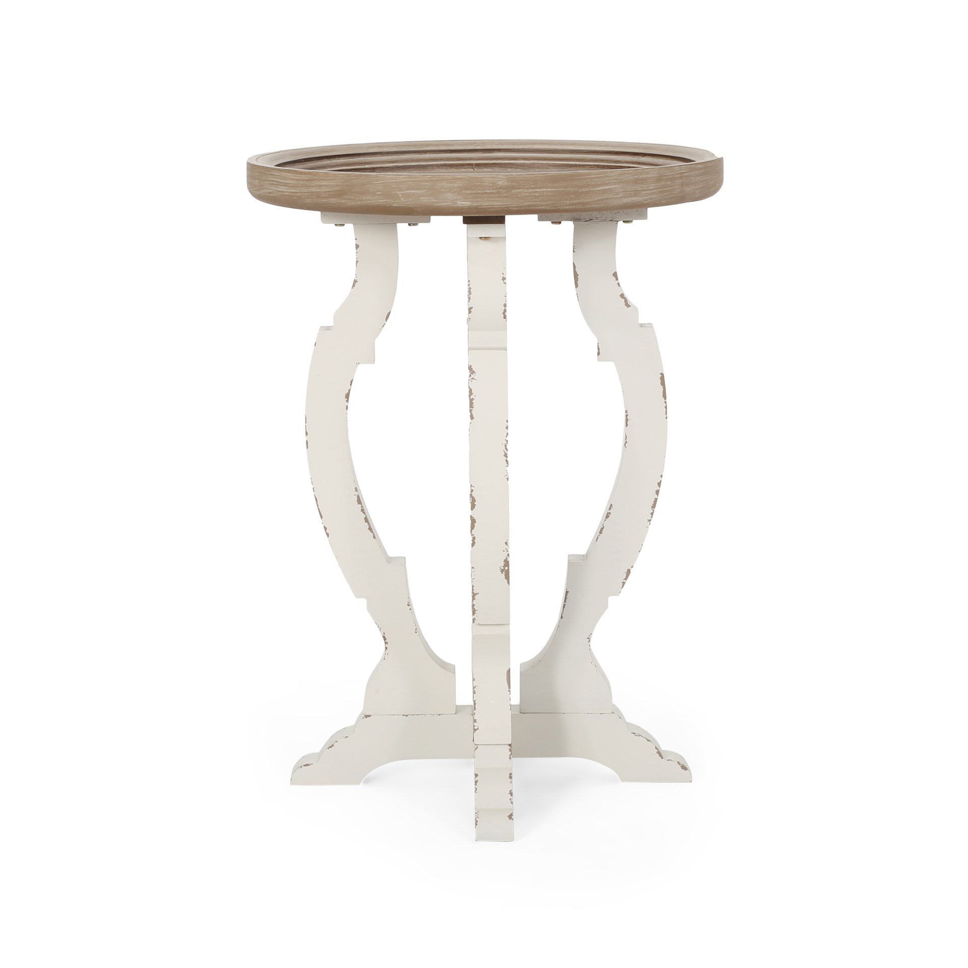 French Country Style Accent Table With Hourglass Design - Natural - Image 6