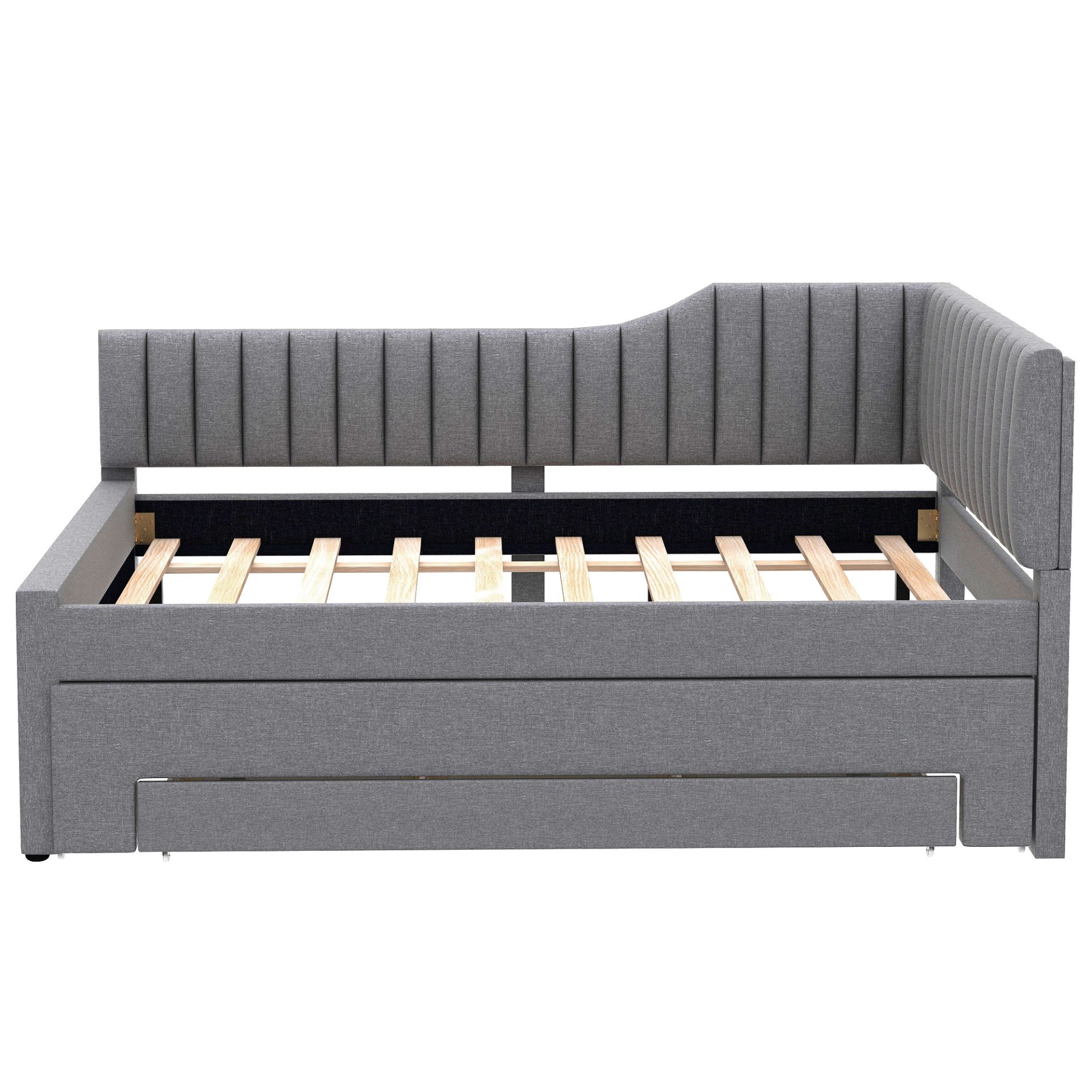 Full Size Upholstered Daybed With Trundle And 3 Drawers - Gray - Image 6