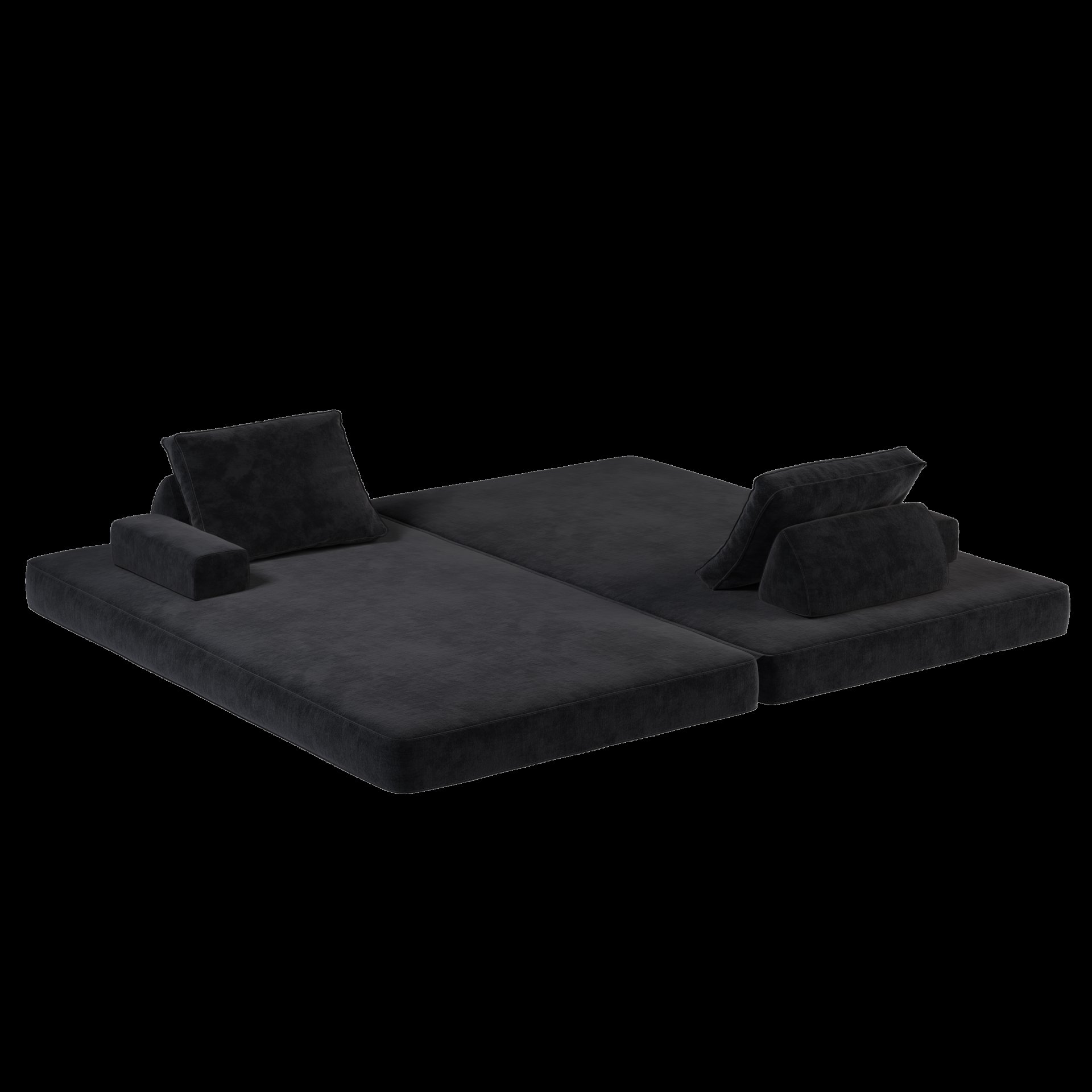 Multifunctional Convertible Sofa Bed With 2 Tumbler Backrests And 2 Pillows, Diy Modern Upholstered Couch - Dark Gray - Image 17