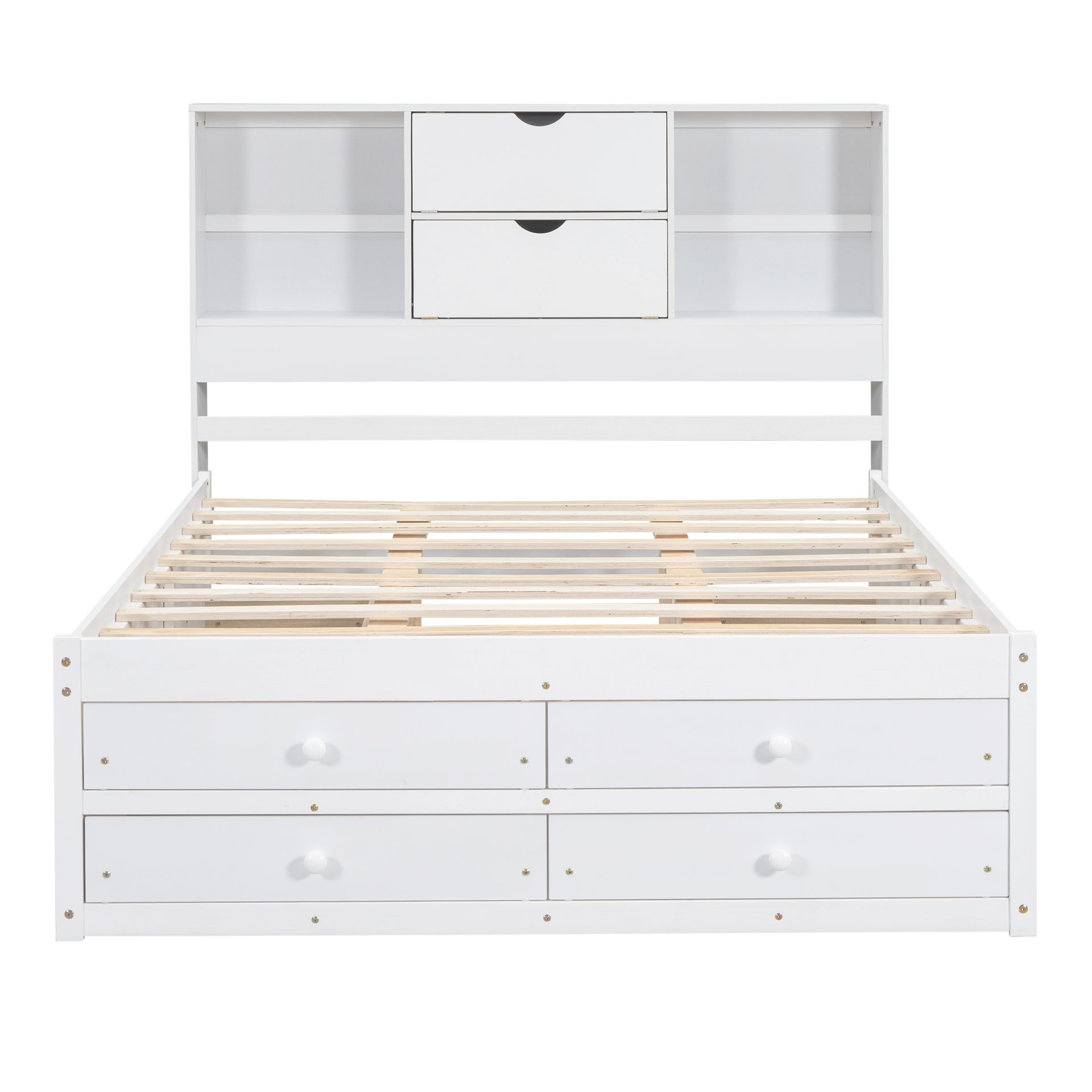 Queen Size Platform Bed With Storage Headboard And 8 Drawers - White - Image 6