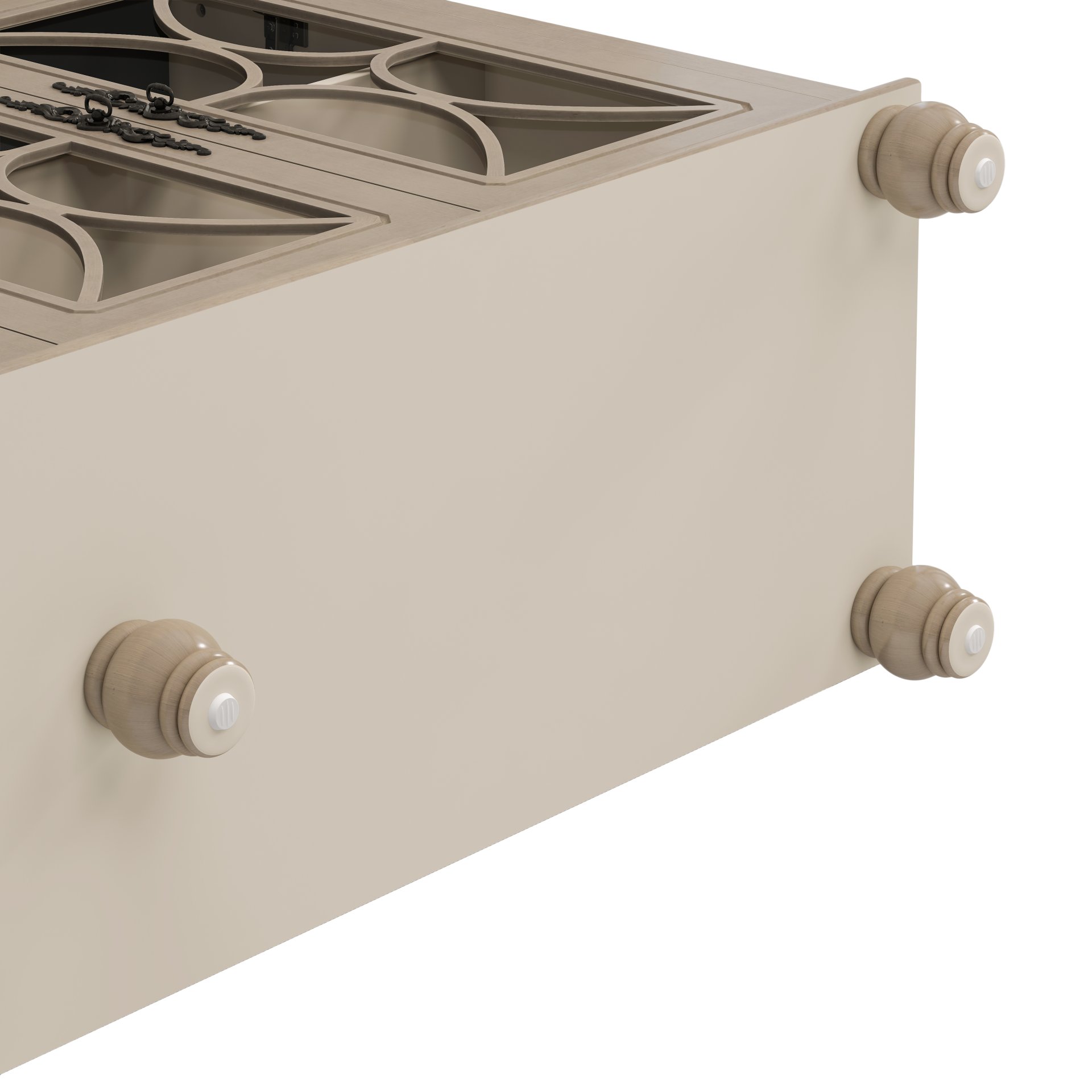 Elegant 4 Door Cabinet With Tempered Glass Doors - Beige - Image 13