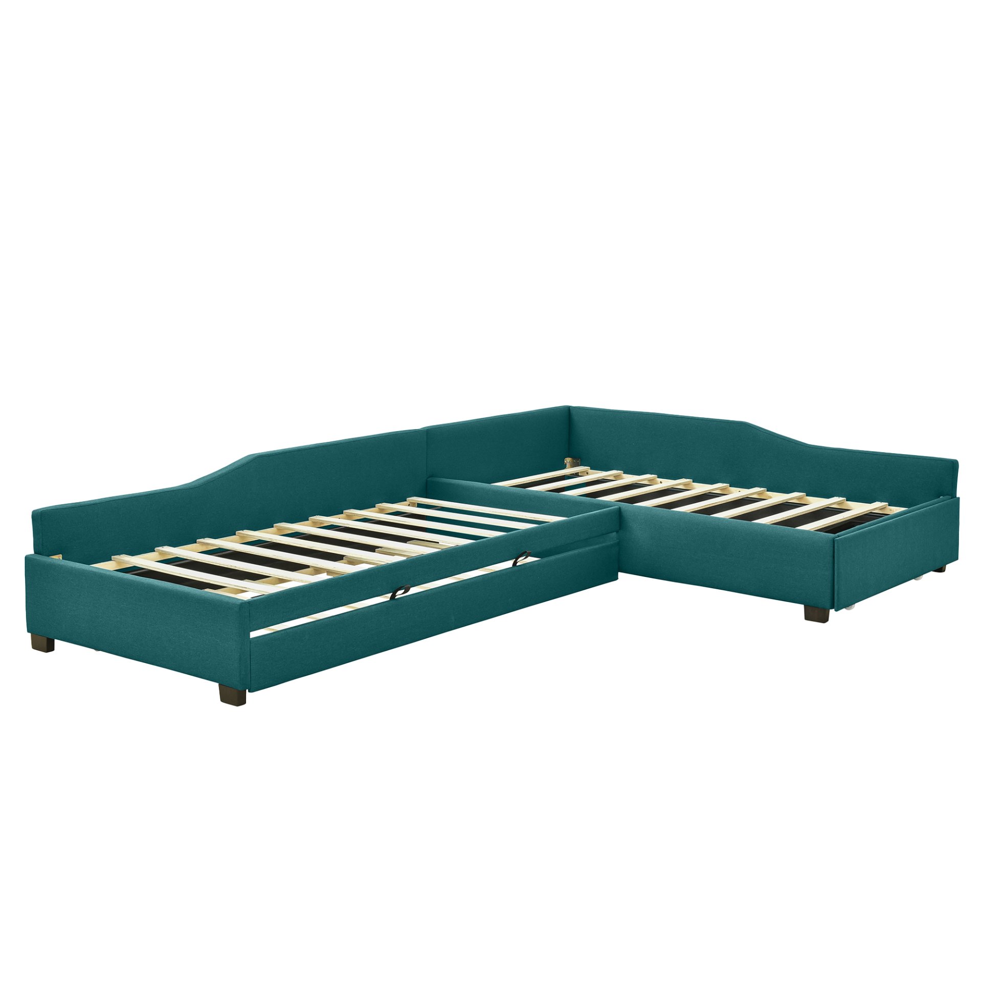 Upholstered Double Twin Daybed With Trundle And Drawer - Green - Image 9