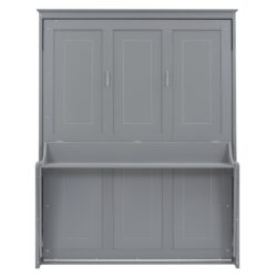 Queen Size Murphy Bed With Shelf - Gray