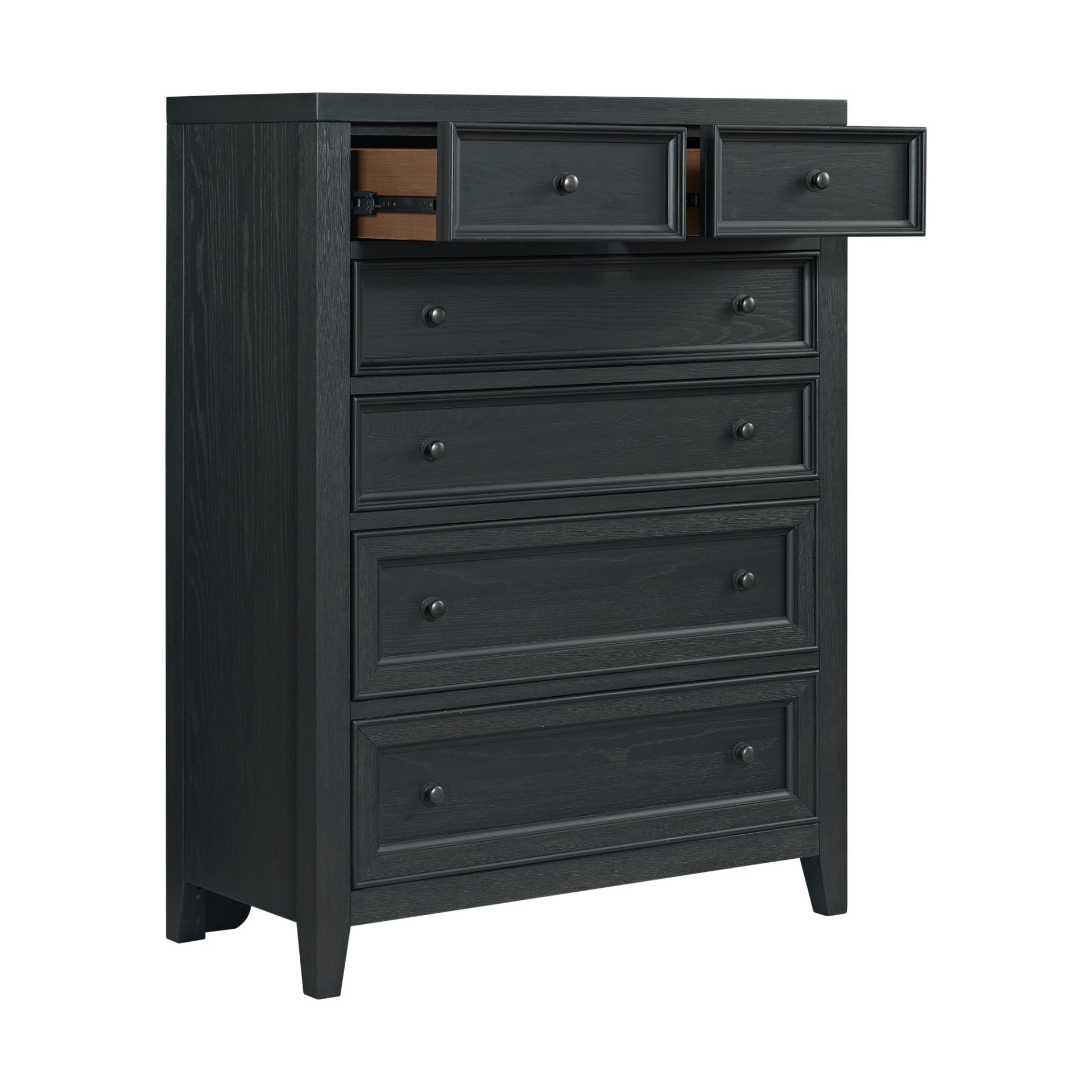 6 Drawer Chest With Knobs And Smooth Slides - Black - Image 4