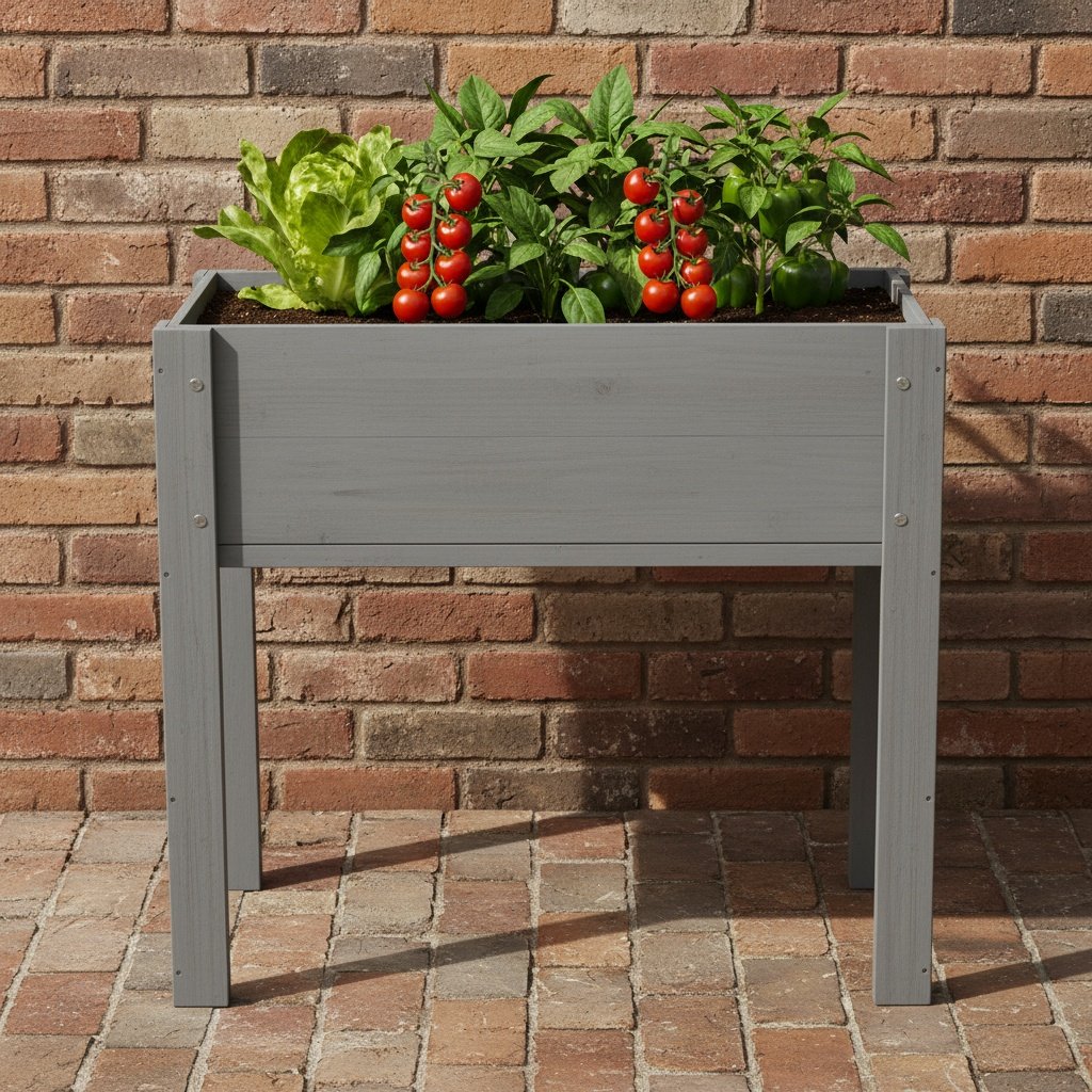 Raised Garden Bed With Legs, Elevated Planter Box For Outdoor Plants Flowers Fruits Vegetable Herb Growingg - Gray - Image 12