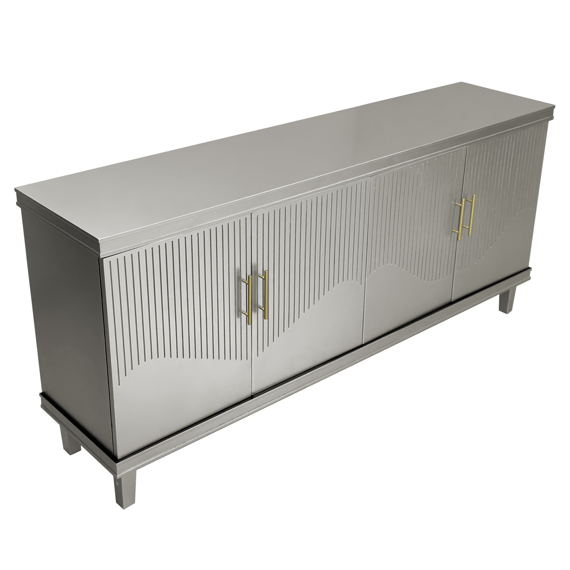 4 Door Cabinet With Adjustable Shelves, Large Storage For Living Room - Champagne - Image 7