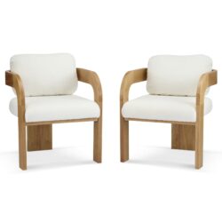 Dining Chairs With Pillow Back (Set of 2) - White / Natural