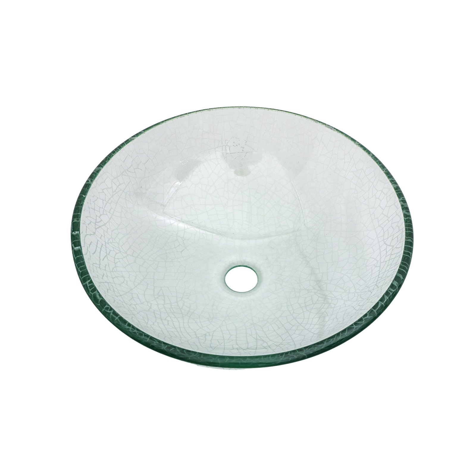 Crackle Vessel Sink, Round Bowl With Pop Up Drain - Clear - Image 8