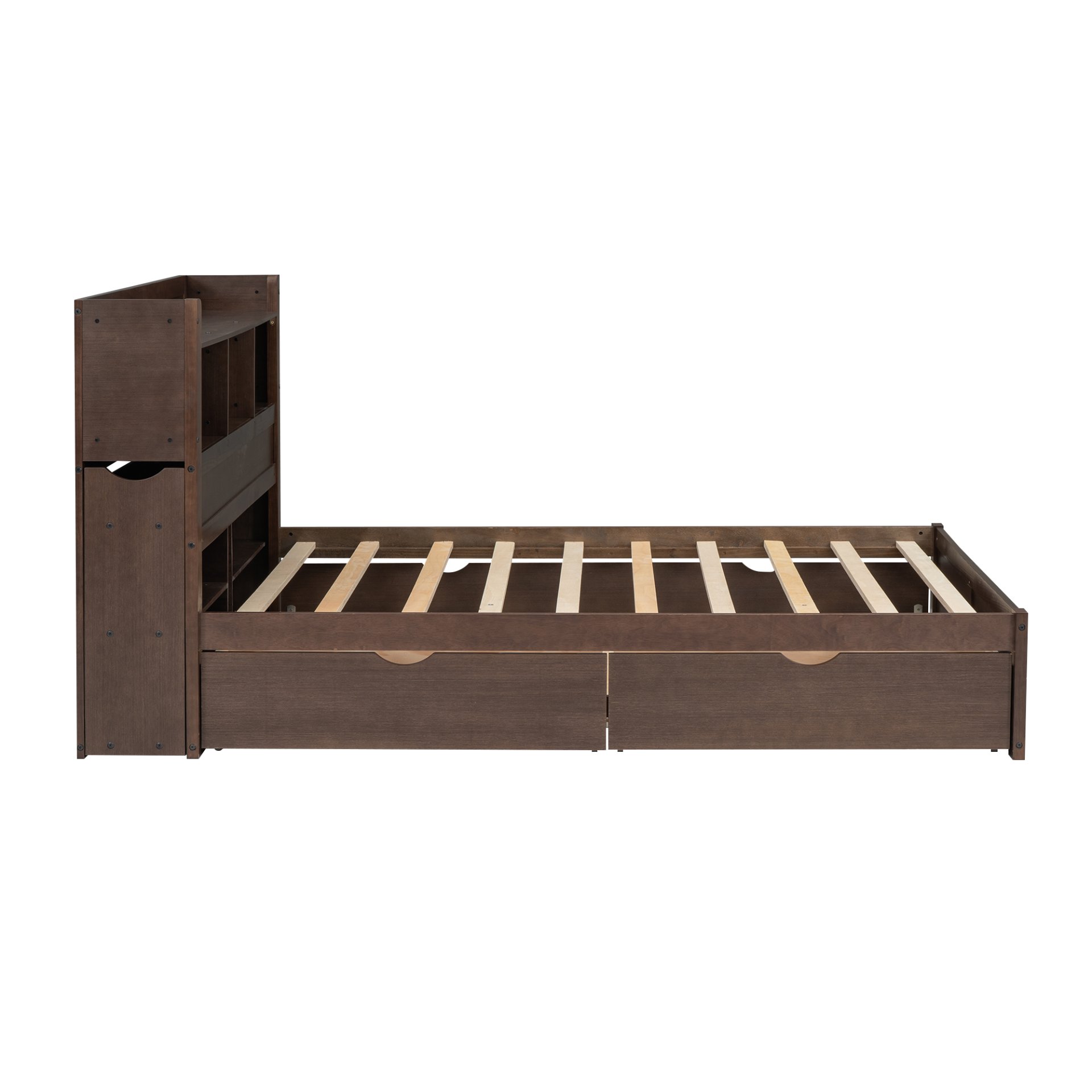 Full Size Storage Platform Bed With Pull Out Shelves, Twin Trundle, And 2 Drawers - Espresso - Image 13