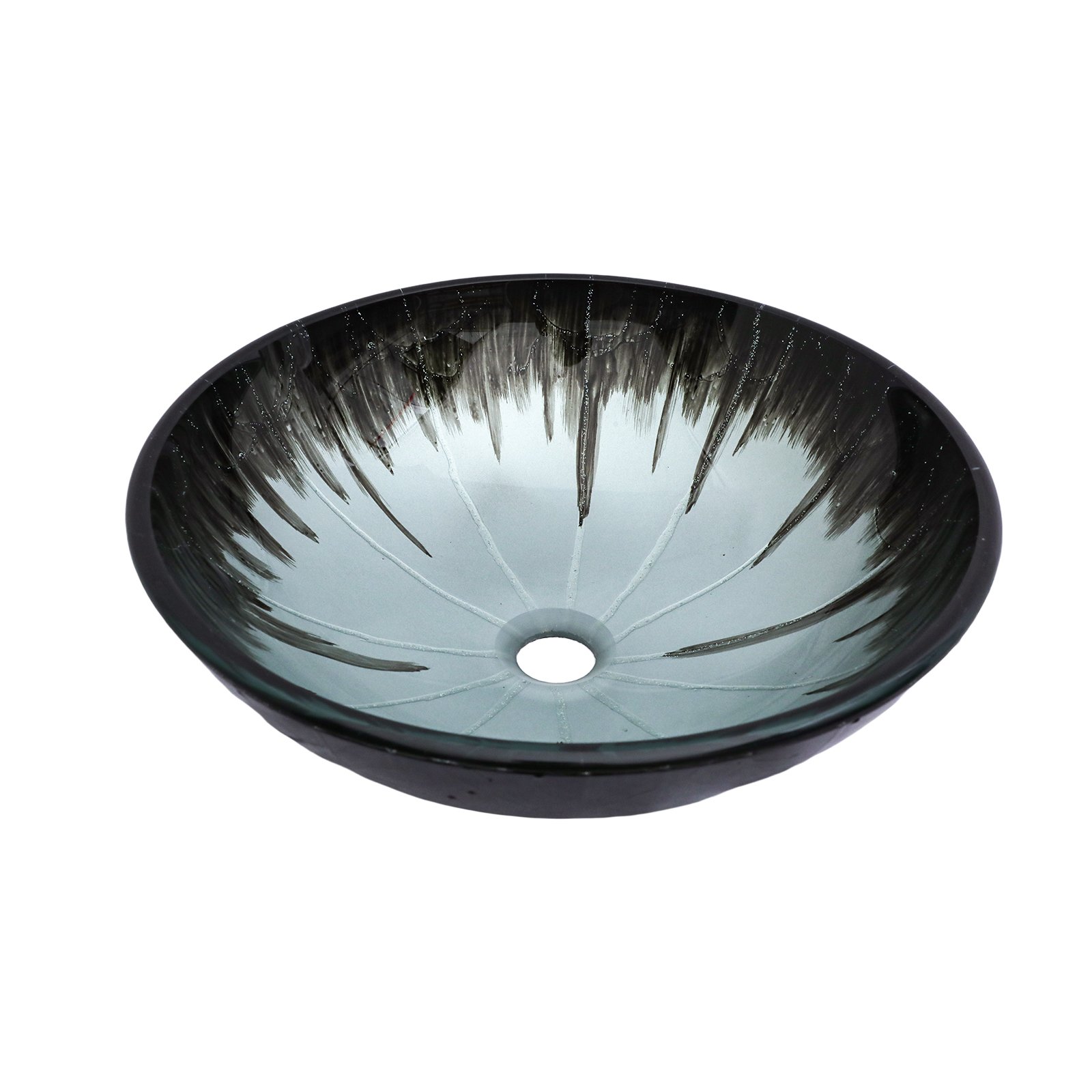 Crackle Vessel Sink With Pop Up Drain, Oval Bathroom Basin - Gray - Image 7