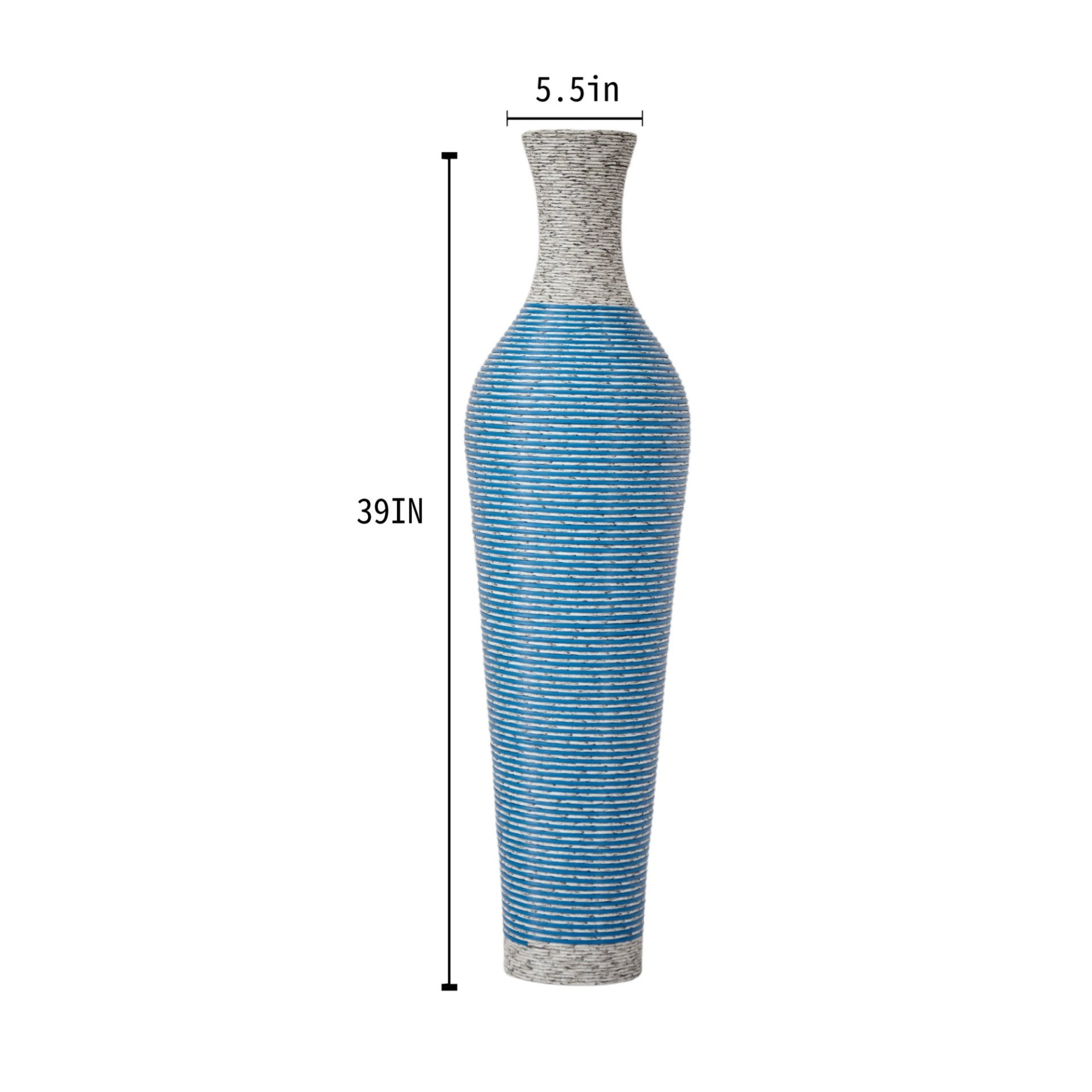 Tall Standing Designer Floor Vase Durable Artificial 2 Tone Ideal Decor Accent For Living Room - Lake Blue - Image 3