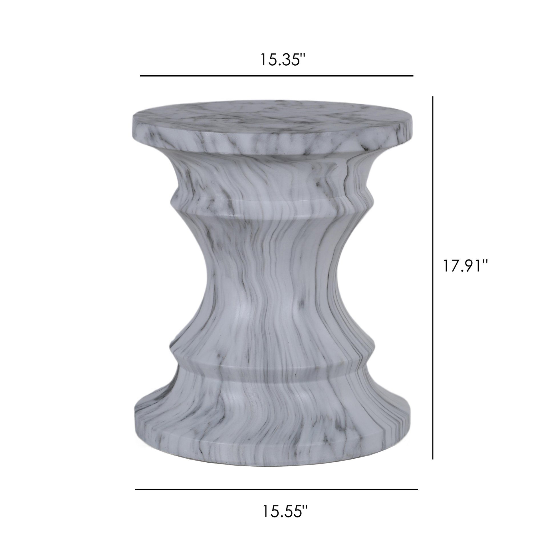 Geometric Round Outdoor End Table - Marble - Image 3