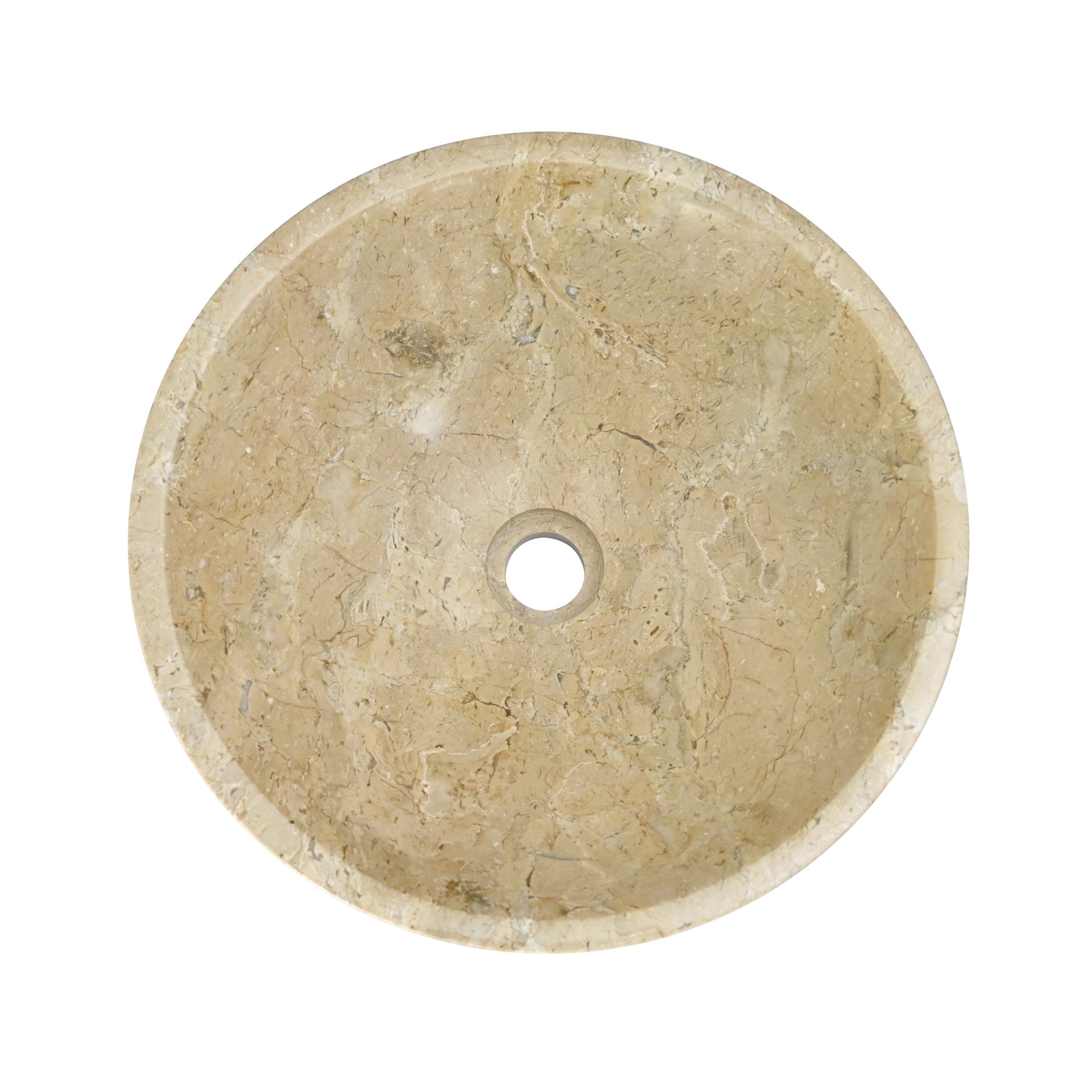 Bathroom Vessel Sink, Semi Polished Surface, Genuine Real Marble - Beige / Gold - Image 6