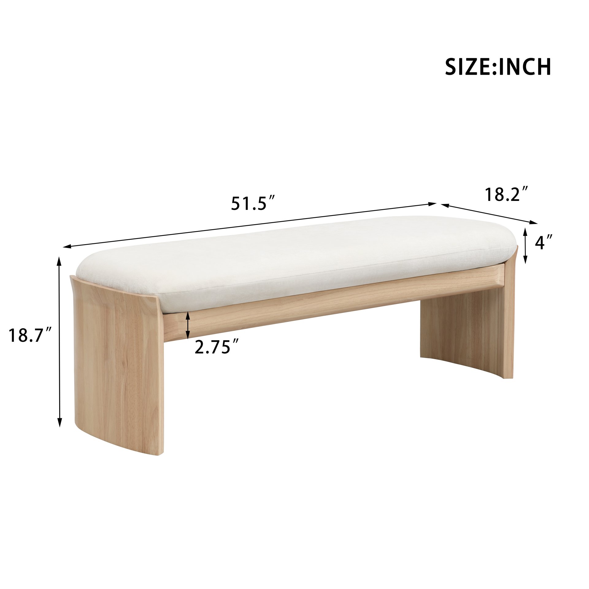 Footstool With Soft Cushion For Living Room - Beige / Natural - Image 3