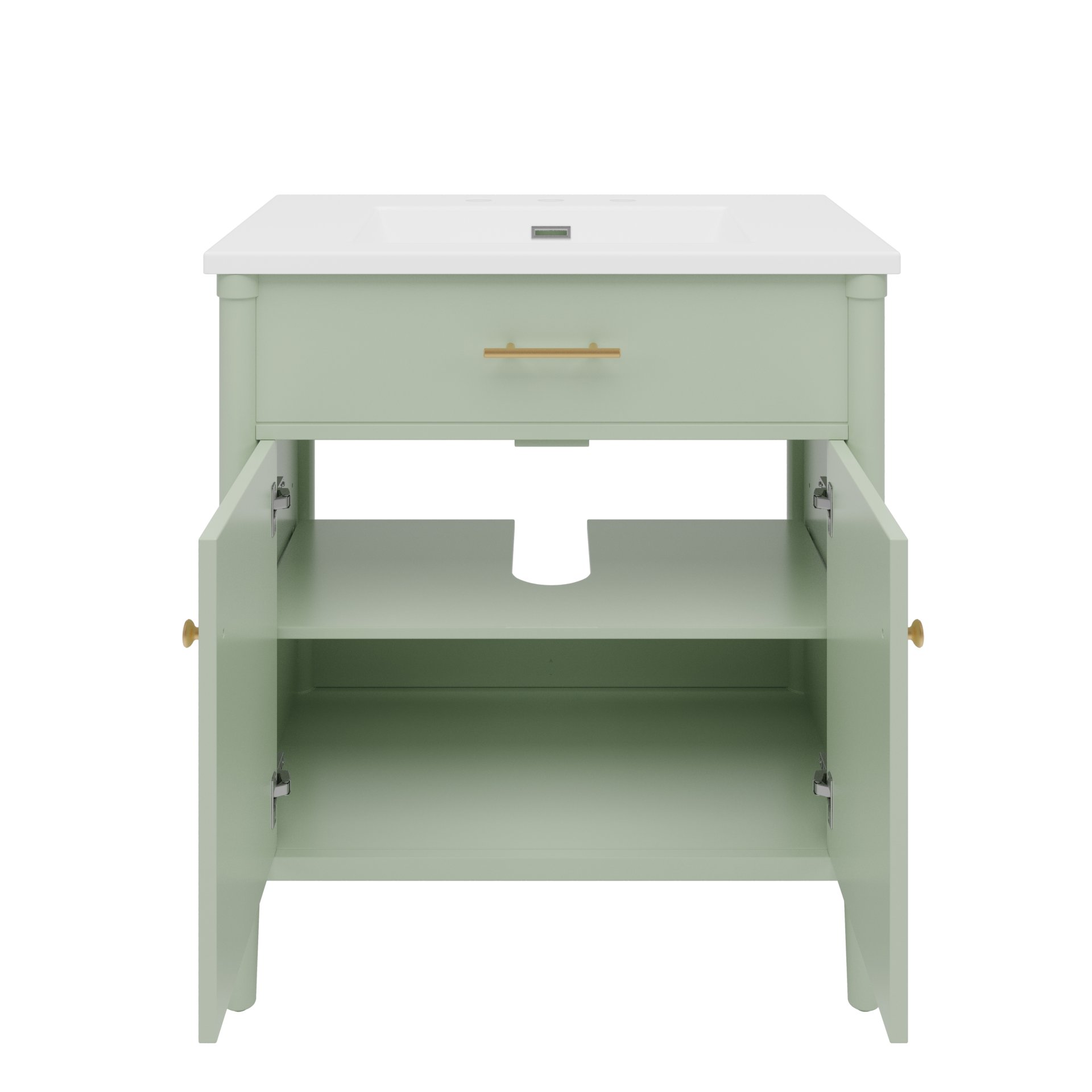 Bathroom Vanity With Sink, Soft Close Doors And Adjustable Shelf, Curved Profile Design - Green - Image 10