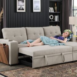3 Piece Upholstered Sectional - Light Gray