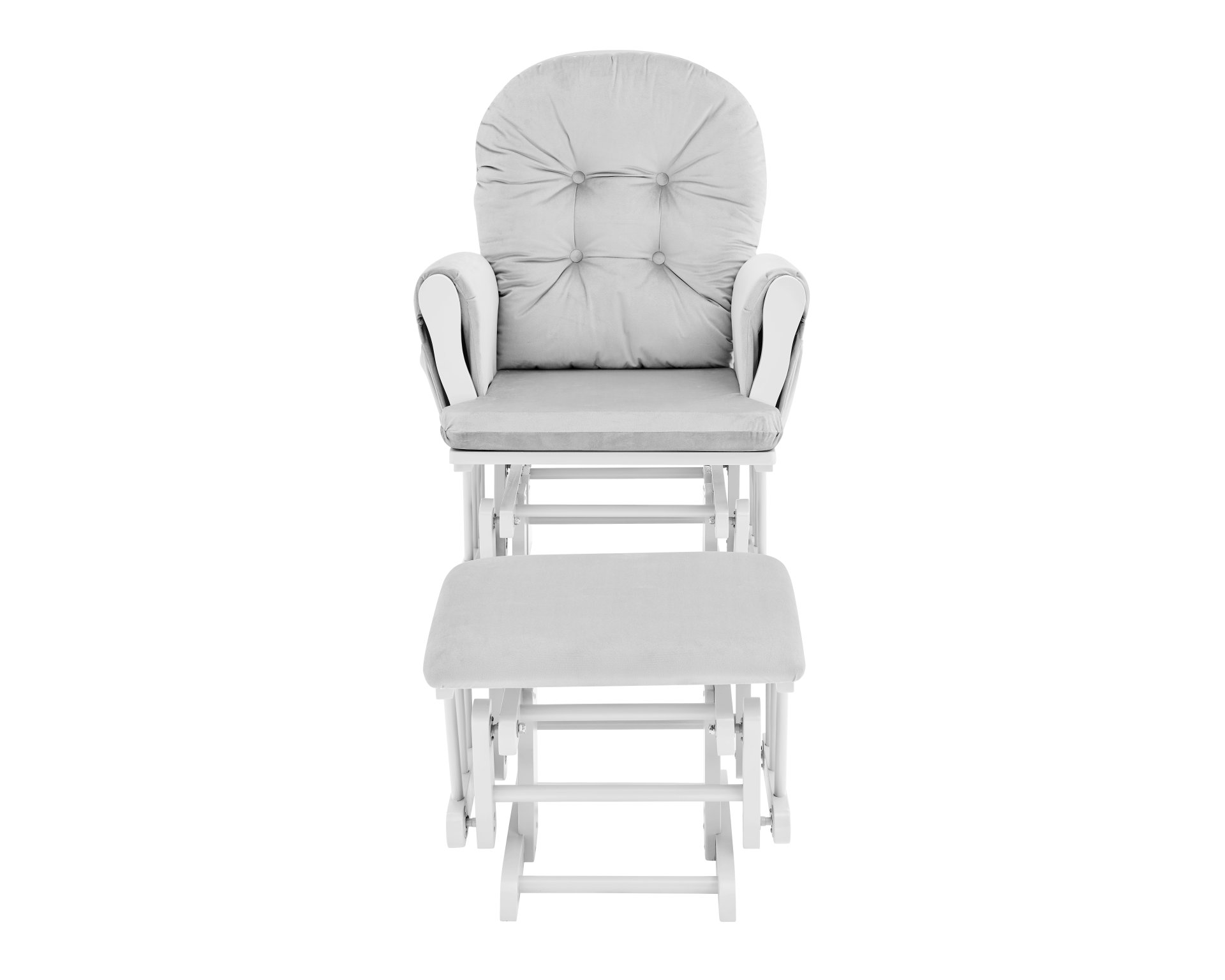 Mason - Glider And Ottoman White Wood - Gray Fabric - Image 2