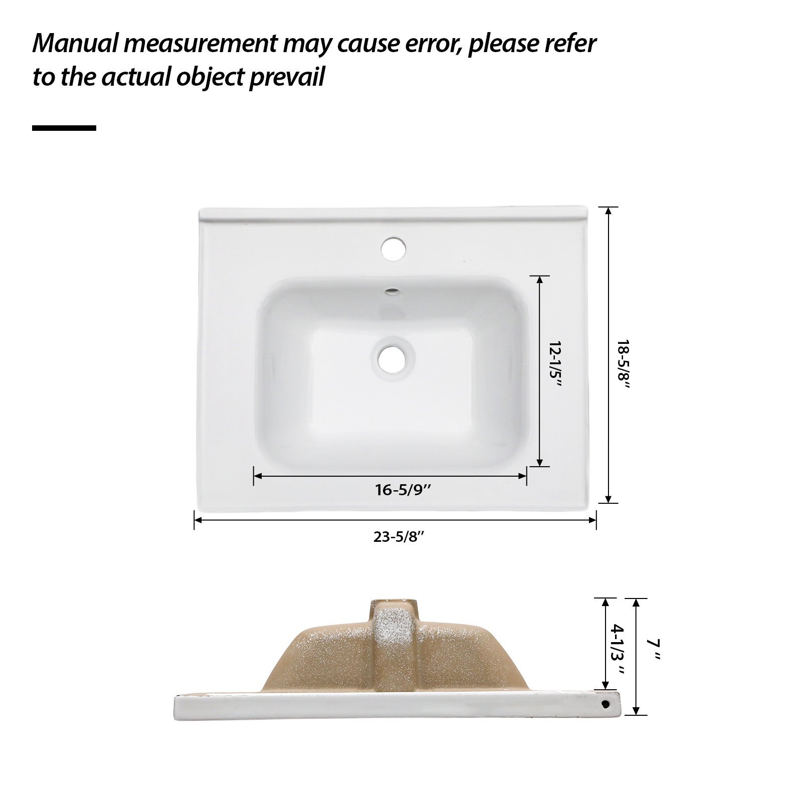 Rectangular Single Vanity Top With 1 Faucet Hole And Overflow Ceramic - White - Image 3
