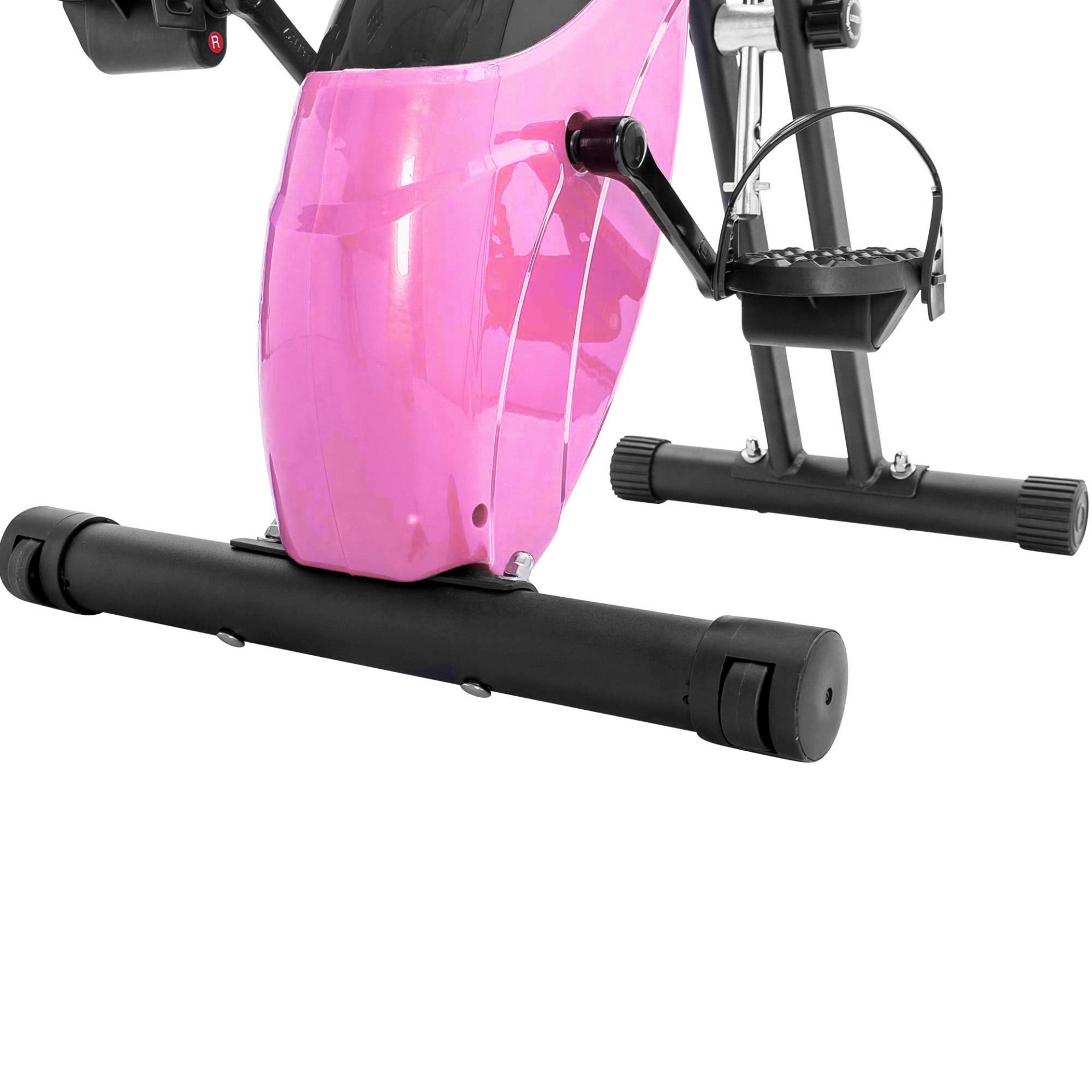 Workout Bikes, Folding Stationary For Home With 16 Level Magnetic Resistance, Indoor Exercise Equipment With Heart Rate Sensor & LCD Monitor - Pink - Image 18