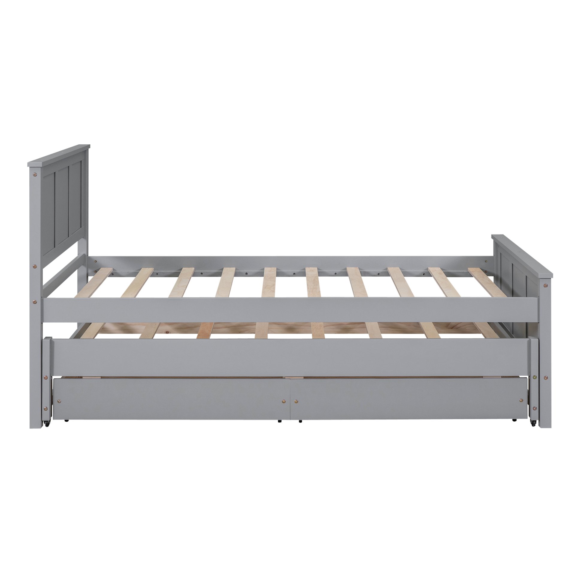 Twin Size Platform Bed With Trundle And Drawers - Gray - Image 6