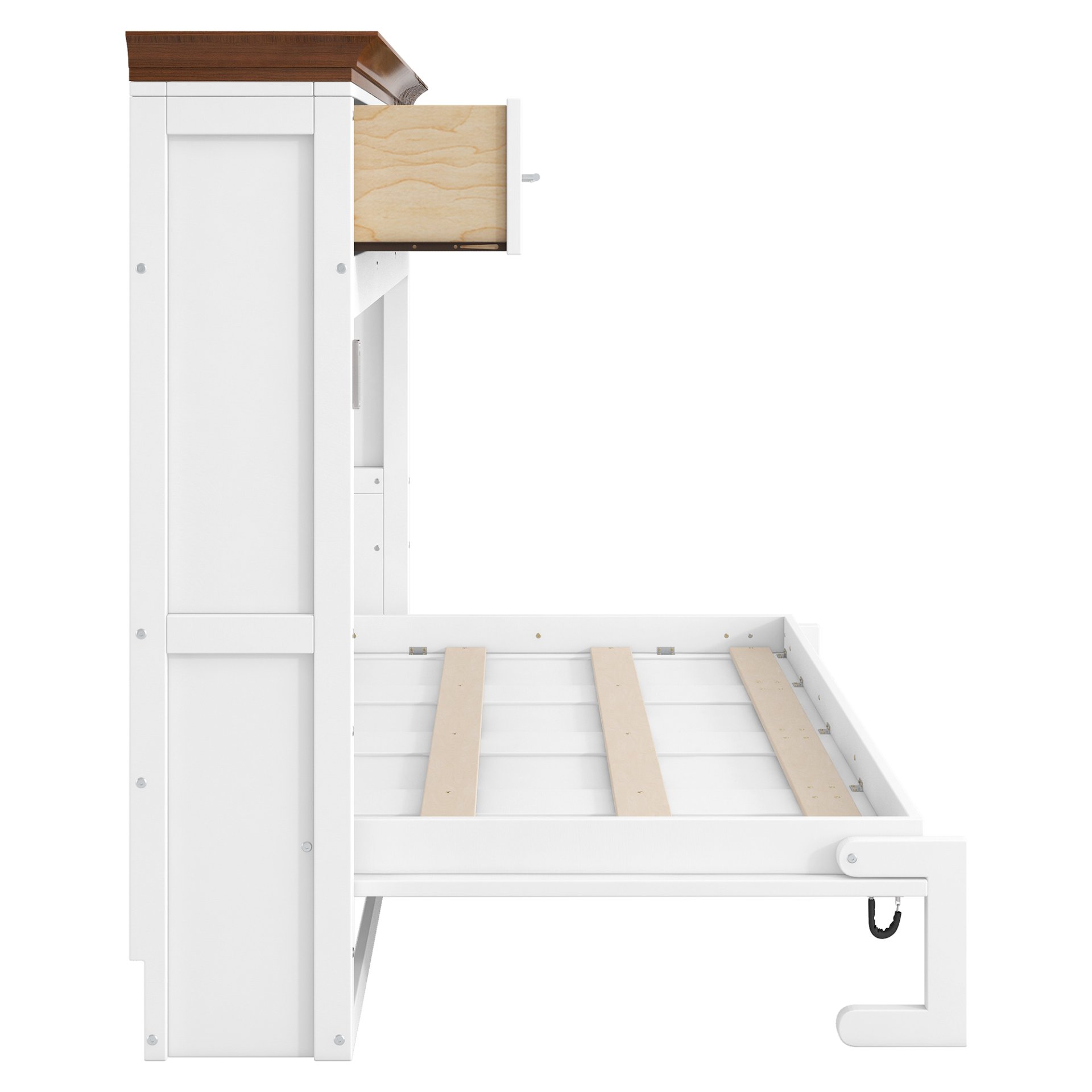 Twin Size Murphy Bed With 3 Drawers - White - Image 10