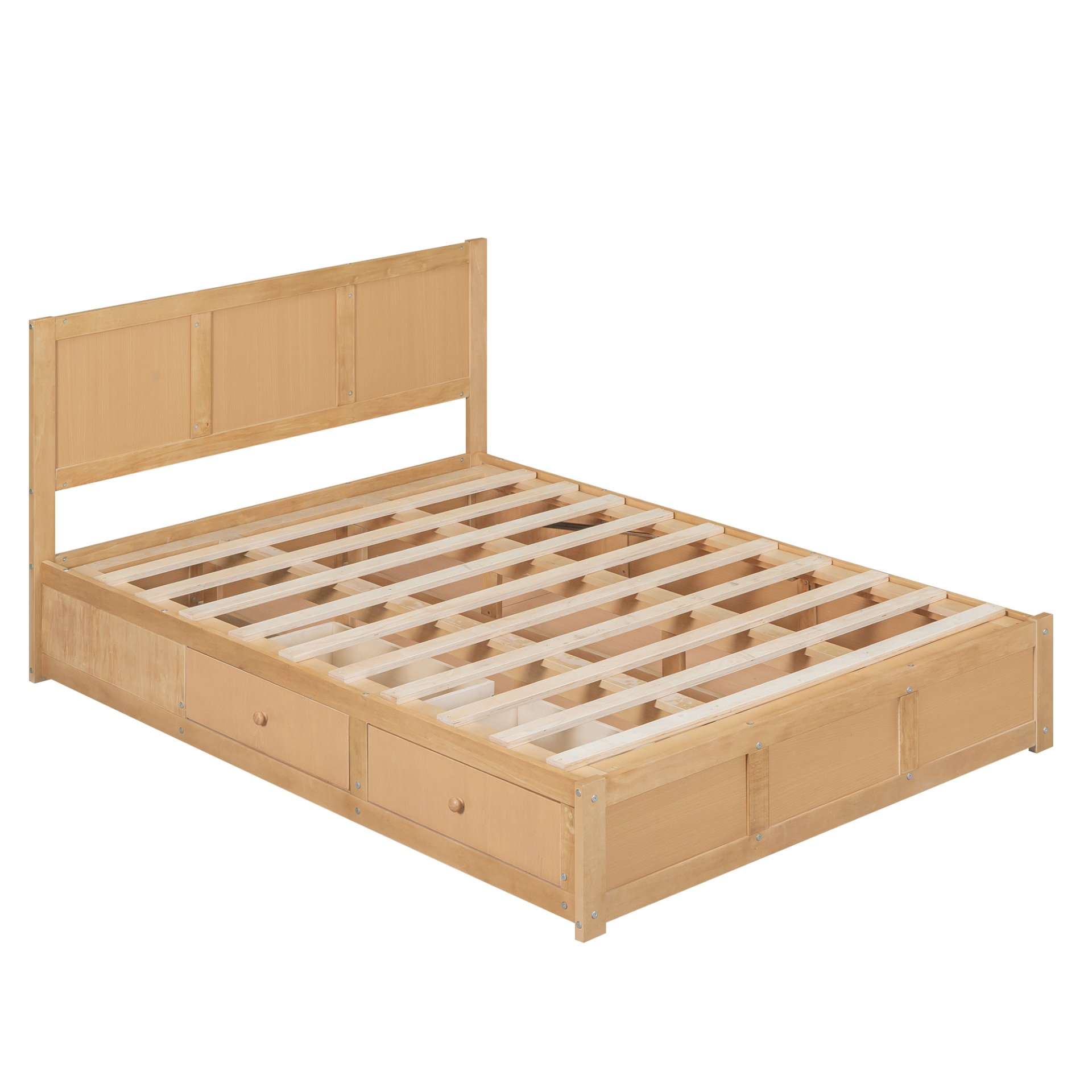 Full Size Platform Bed With Underneath Storage And 2 Drawers - Natural - Image 12
