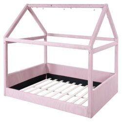 Full Size Upholstered House Style Daybed With LED Light Strips - Pink