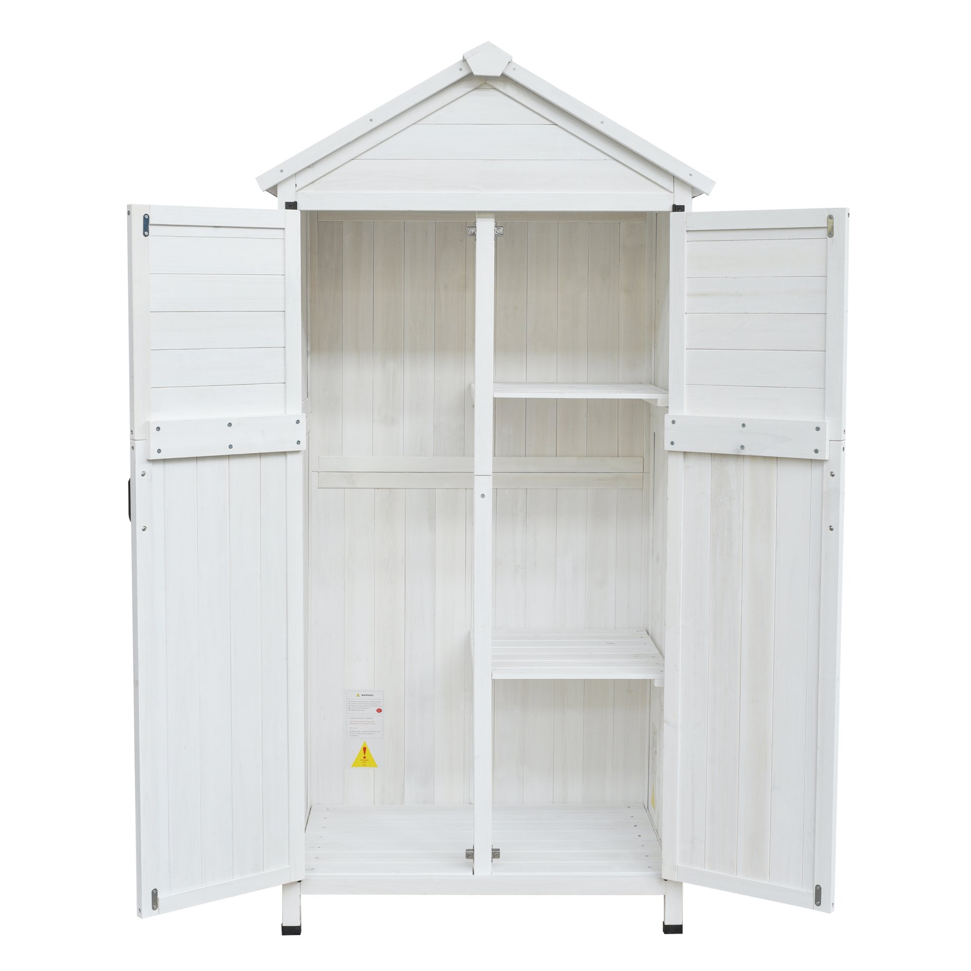 Storage Shed With Double Doors For Outdoor Garden Tool Organization - White - Image 11