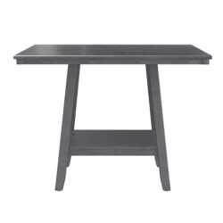 Counter Height Dining Table With Tapered Base And Lazy Susan - Gray