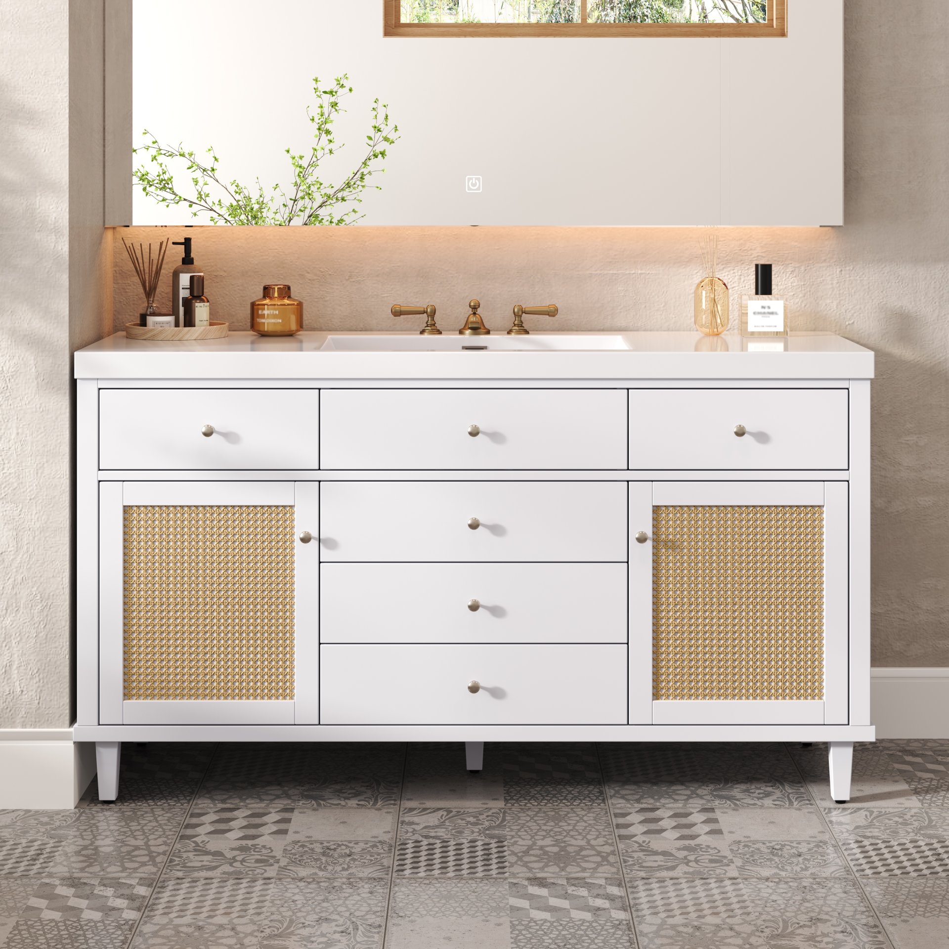 Bathroom Vanity With Sink, Soft Close Drawers - White - Image 2