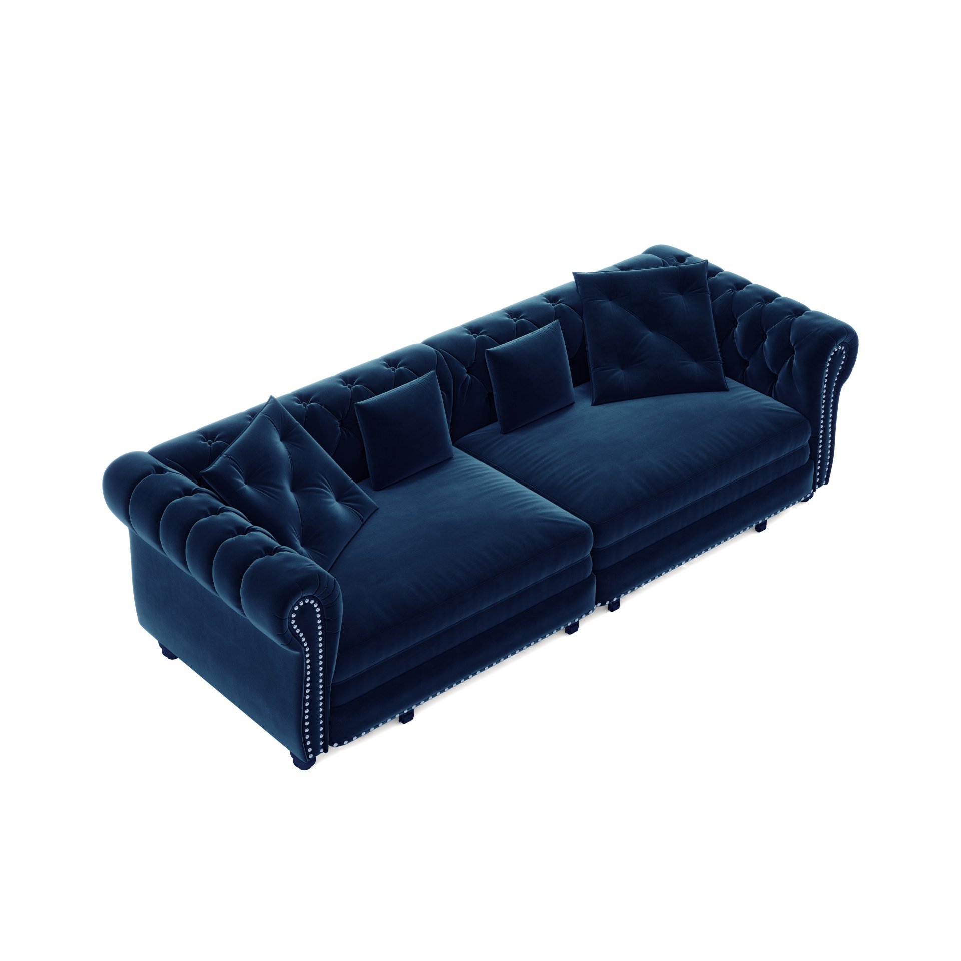 3 In 1 Pull Out Sofa Bed, Convertible Sleeper Sofa Bed, 3 Seater Sofa With Movable Ottoman - Blue - Image 22