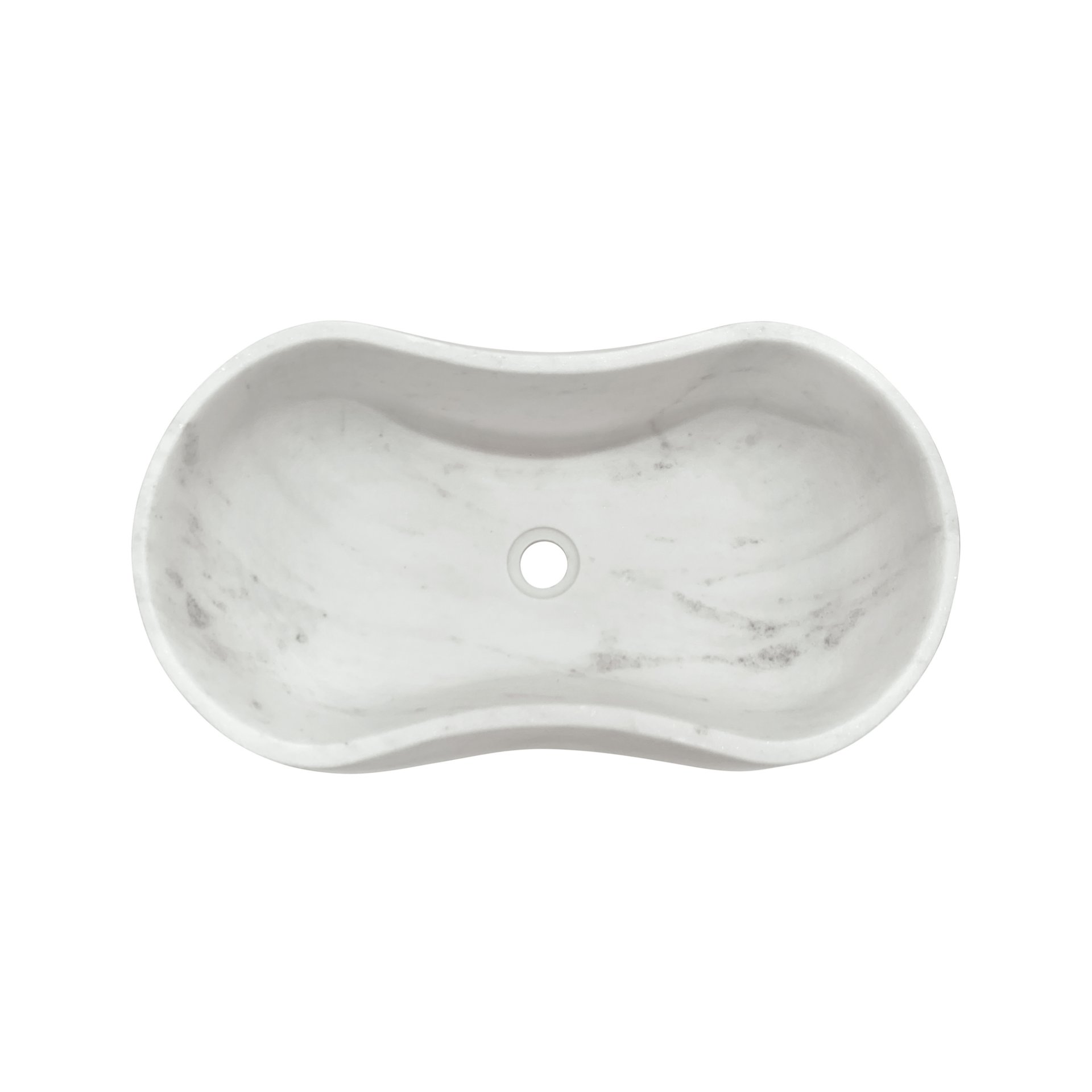 Bathroom Vessel Sink, Wavy Design, Semi Polished Surface - White / Natural - Image 9