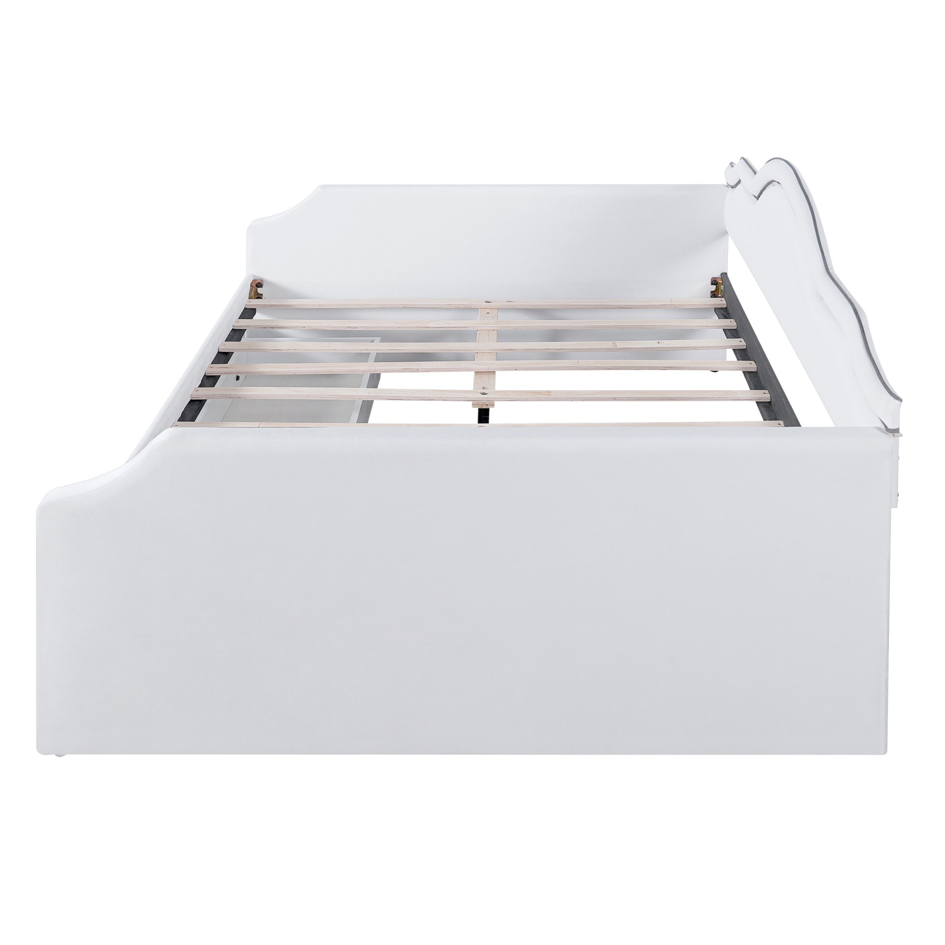 Full Size Upholstered Daybed With LED Lights And 2 Drawers - Beige - Image 6