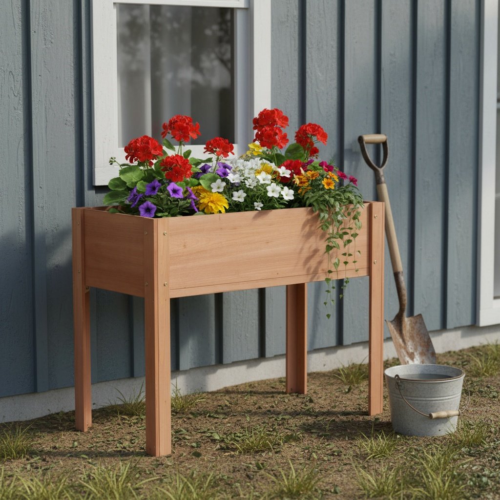 Raised Garden Bed & Legs, Elevated Planter Box For Outdoor Plants Flowers Fruits Vegetable Herb Growing - Coffee - Image 20